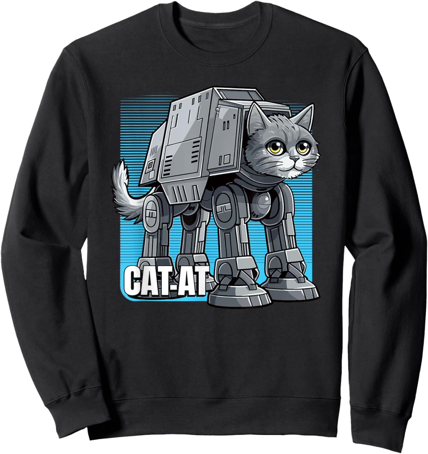 CAT-AT science fiction parody pet cat space robot sci-fi fan Men Women Sweatshirt - Sweatshirt | Black