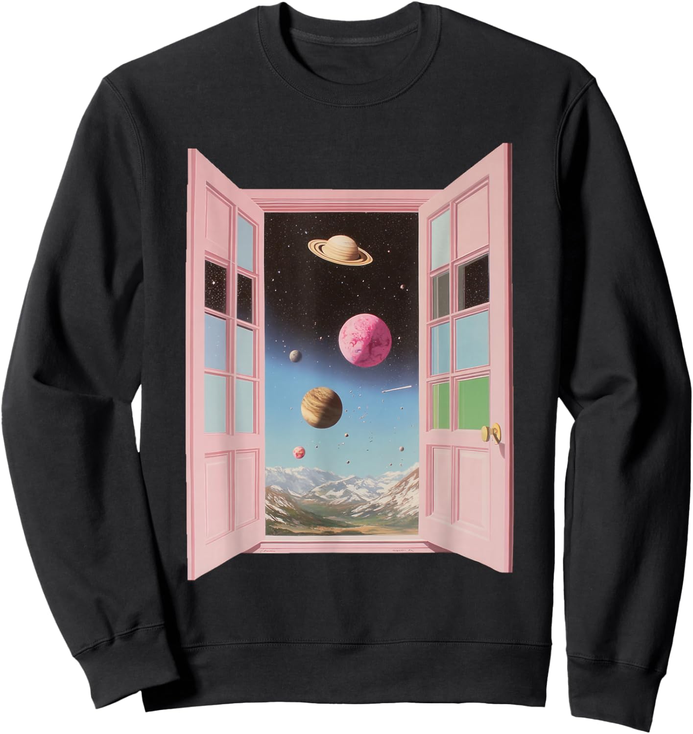 Surreal Cosmic Window Portal Outer Space Dreamcore Weirdcore Sweatshirt - Sweatshirt | Black