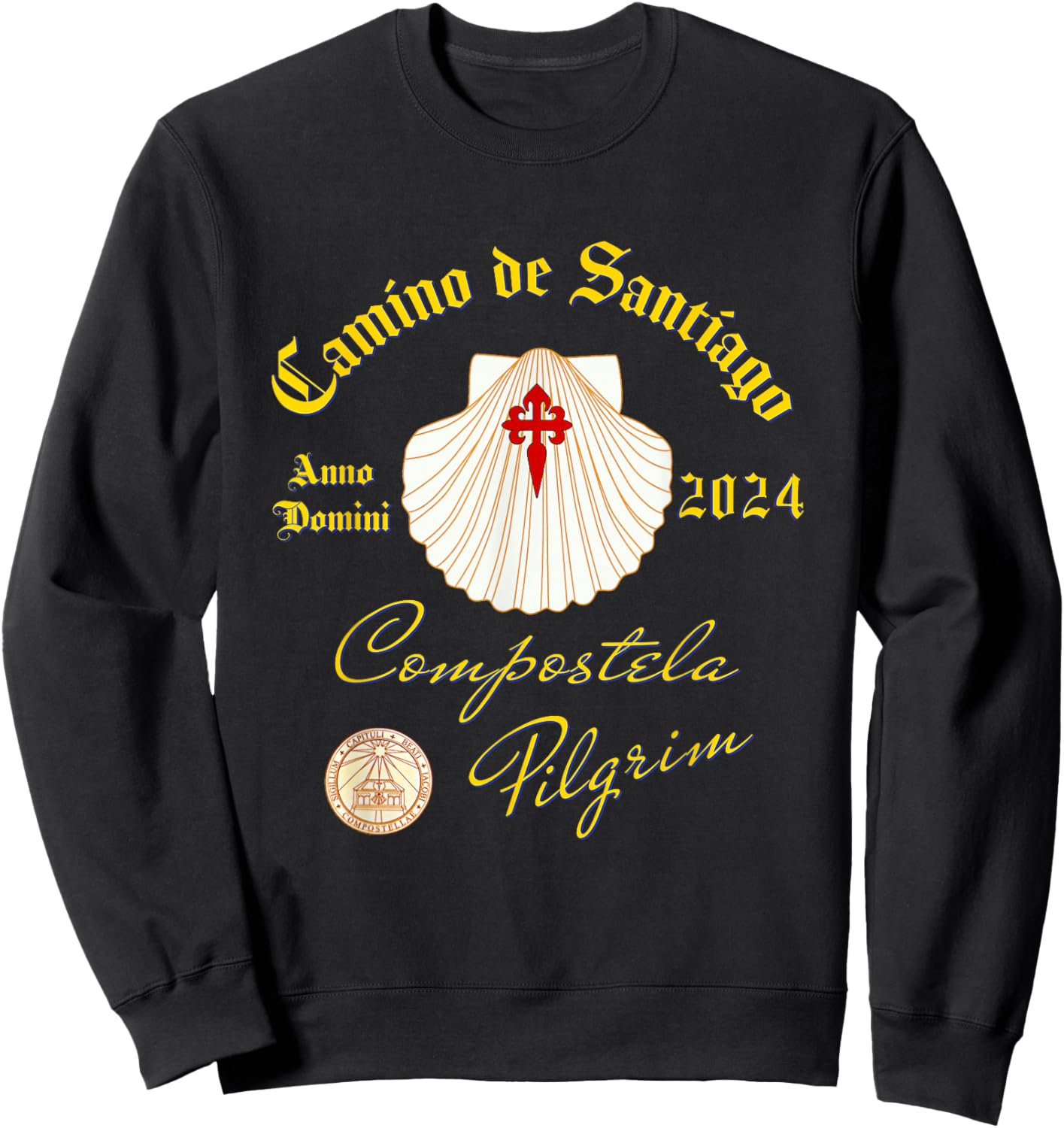 Camino de Santiago Anno Domini 2024 Shell FRONT and BACK Sweatshirt - Sweatshirt | Black