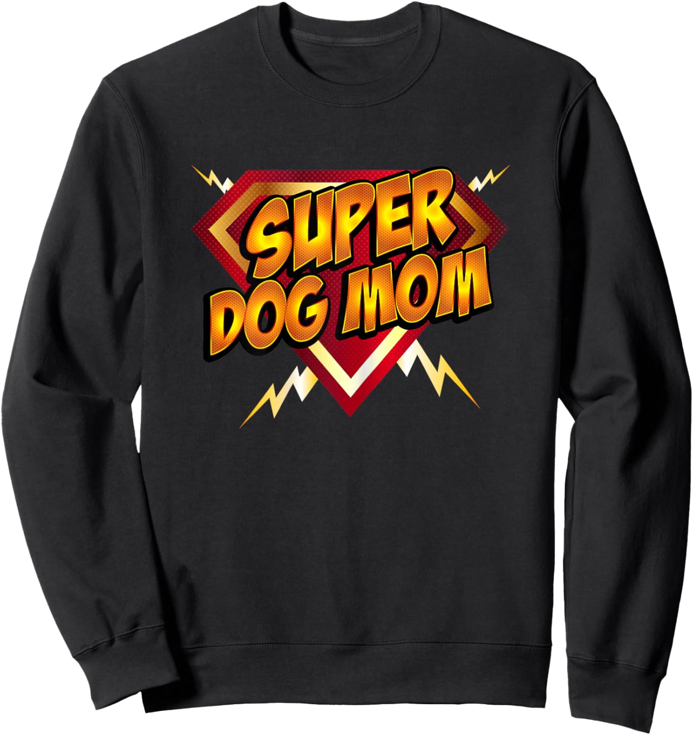 Super Dog Mom Superhero Dog Lover Comic Book Style Sweatshirt - Sweatshirt | Black