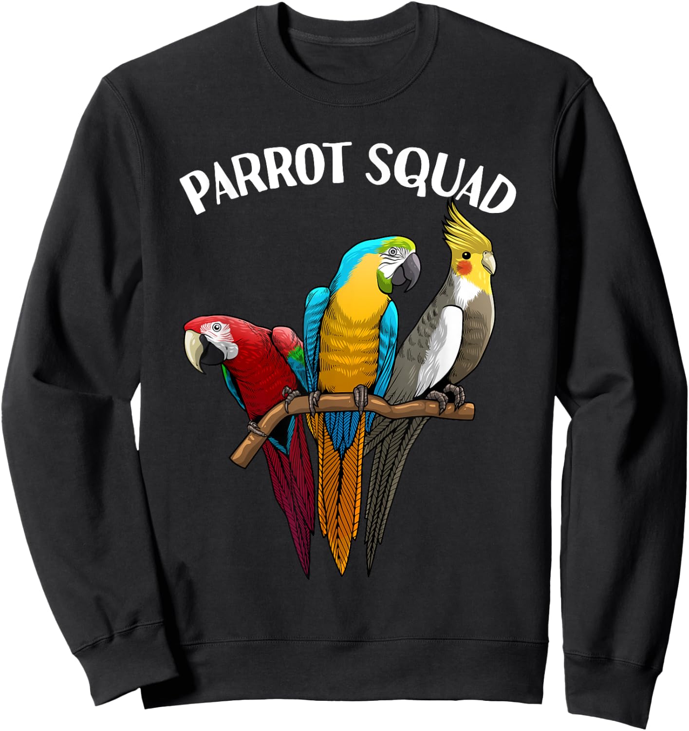 Cool Parrot Design Women Bird Tropical Parrot Lover Sweatshirt - Sweatshirt | Black