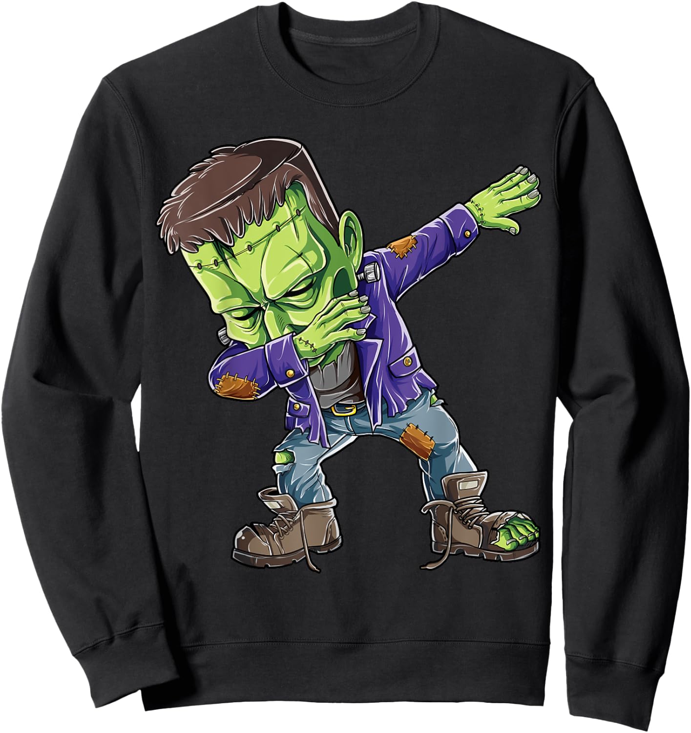 Halloween Boys Men Dabbing Frankenstein Monster Zombie Dab Sweatshirt - Sweatshirt | Black