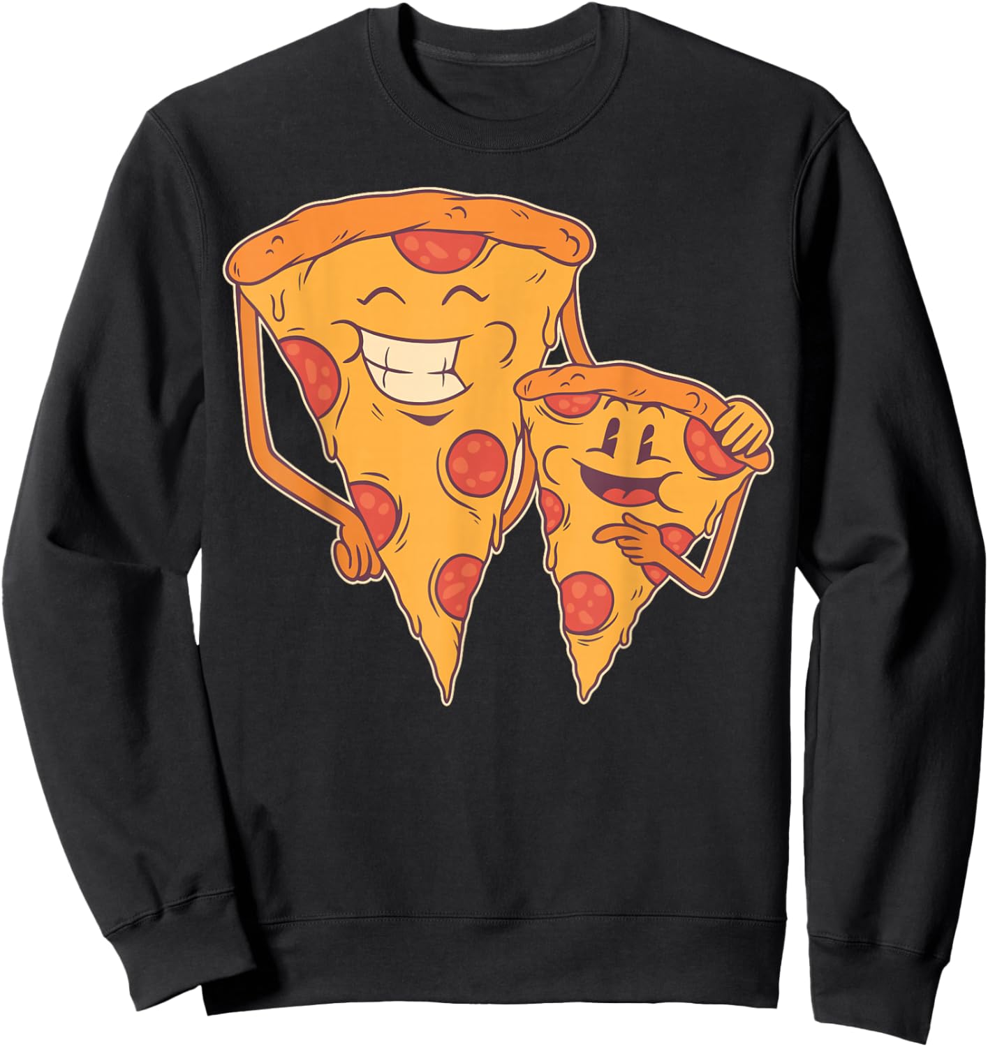 Pizza Family Shirts Matching Dad Son Pizza Slice Fathers Day Sweatshirt - Sweatshirt | Black
