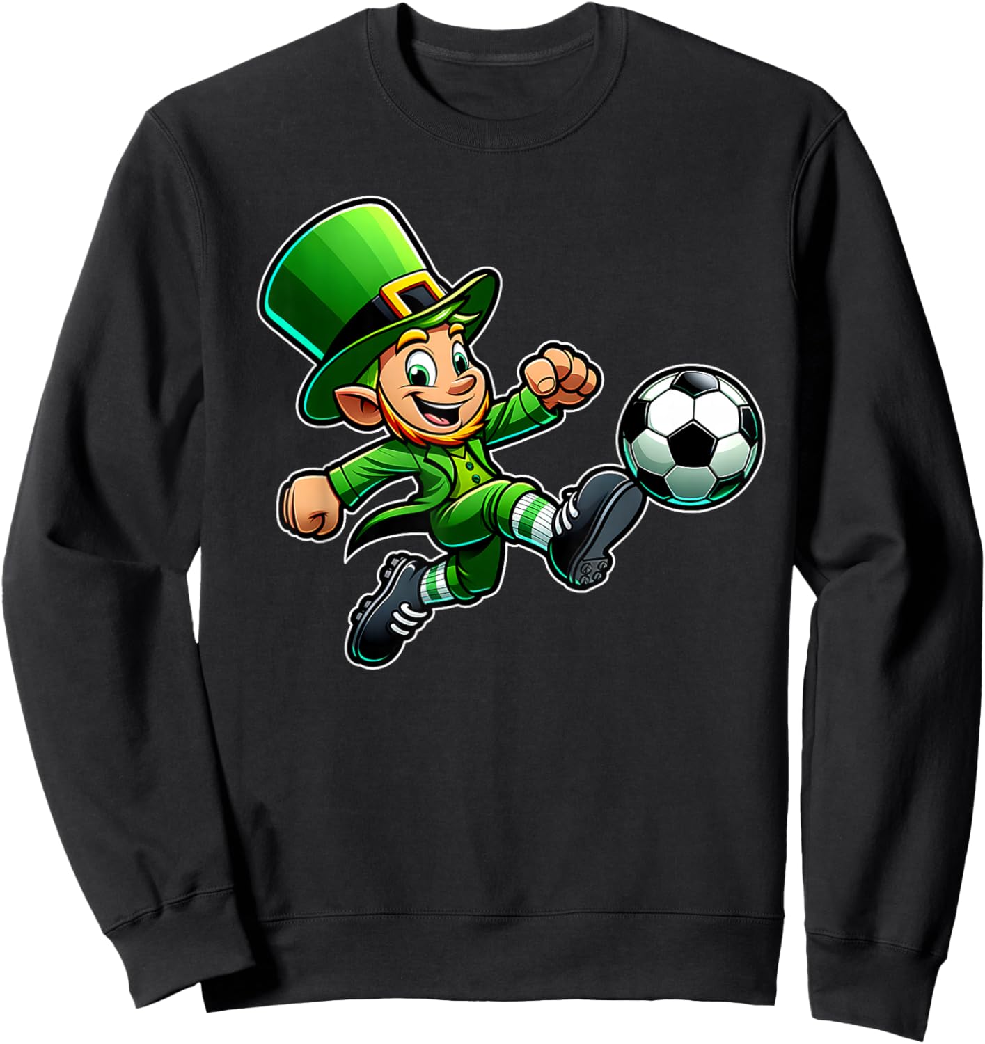 Boys St Patrick's Day Irish Leprechaun Soccer Team Player Sweatshirt - Sweatshirt | Black