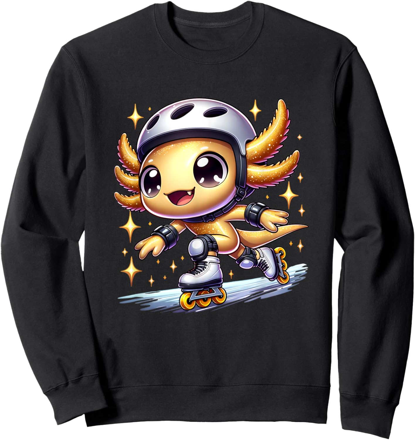 Funny Axolotl Rollerblade roller skater roller skate funny Sweatshirt - Sweatshirt | Black