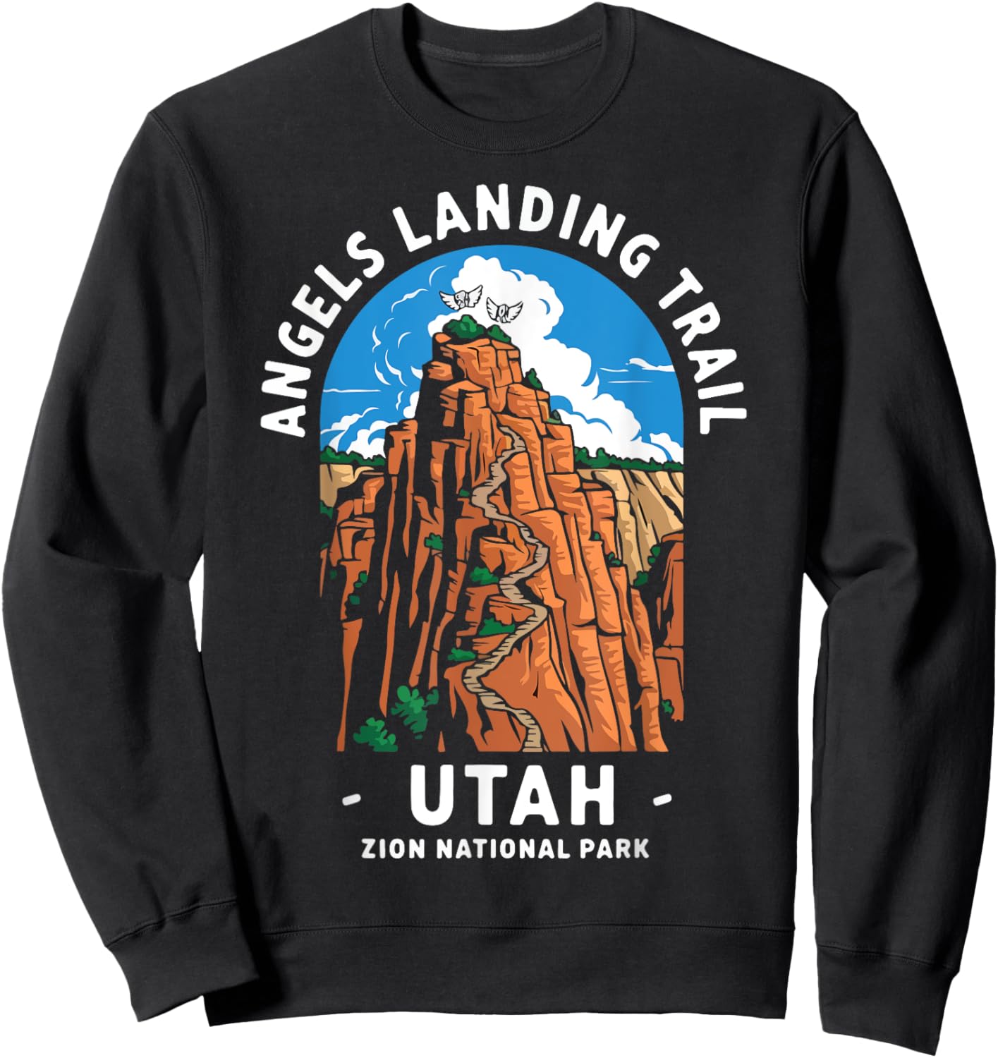 Angels Landing Utah Zion National Park Sweatshirt - Sweatshirt | Black