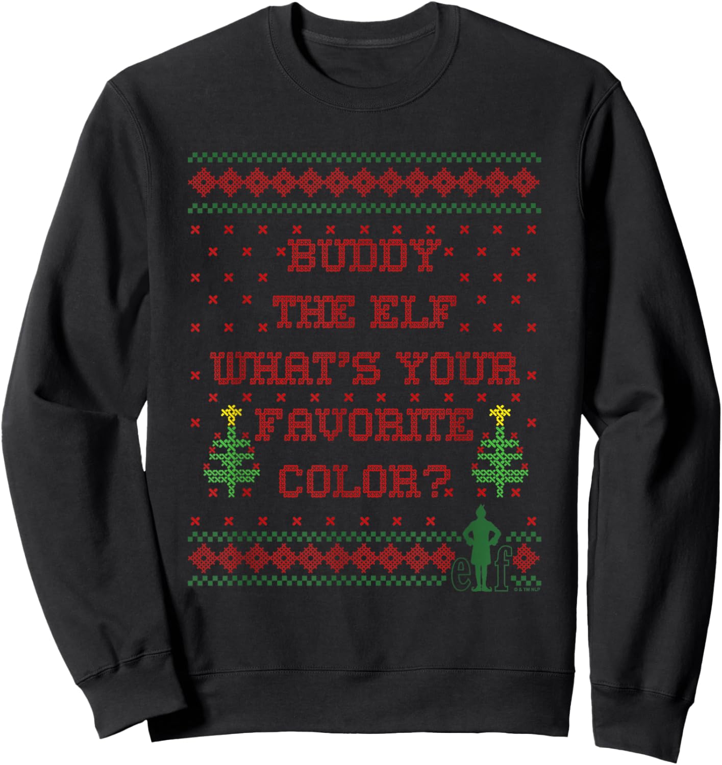Elf What's Your Favorite Color Faux Sweater Sweatshirt - Sweatshirt | Black