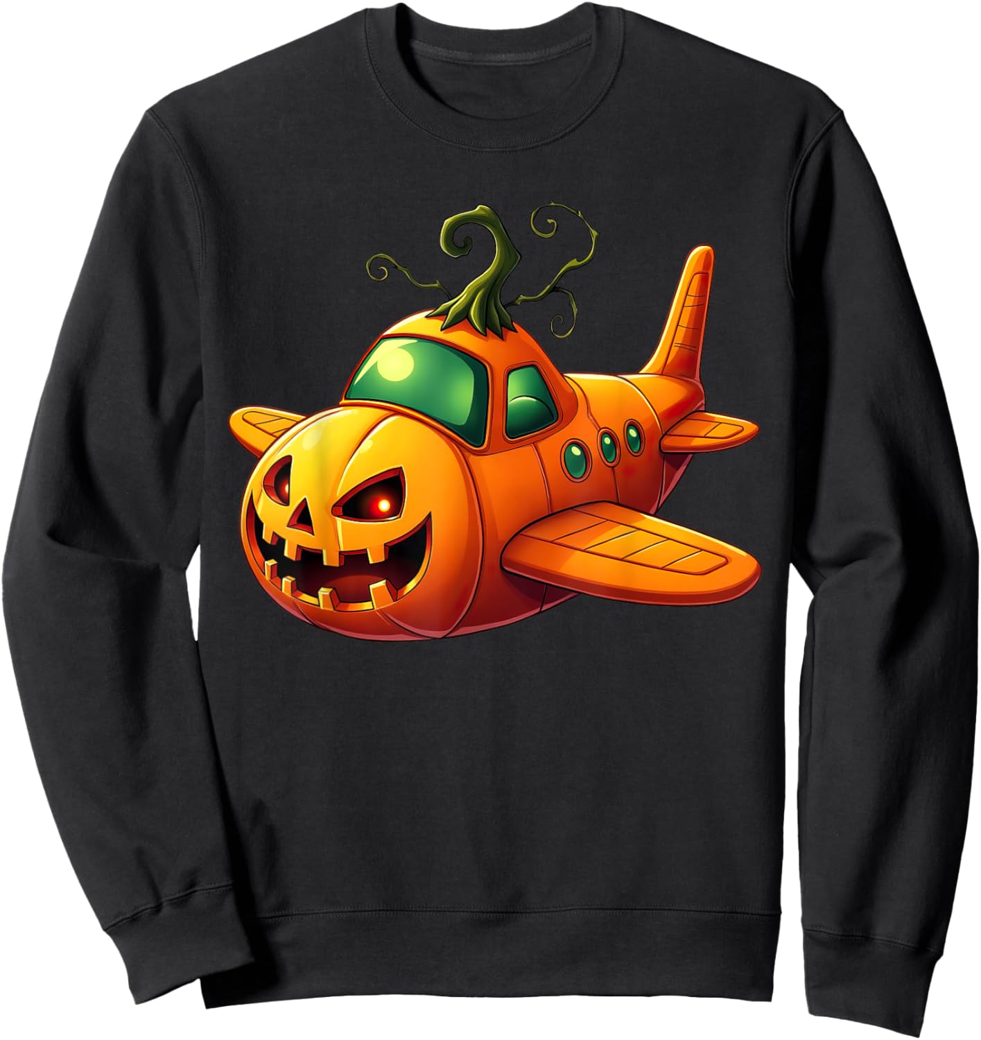 Funny Airplane Pumpkin Pilot Lovers Halloween Boys Kids Sweatshirt - Sweatshirt | Black