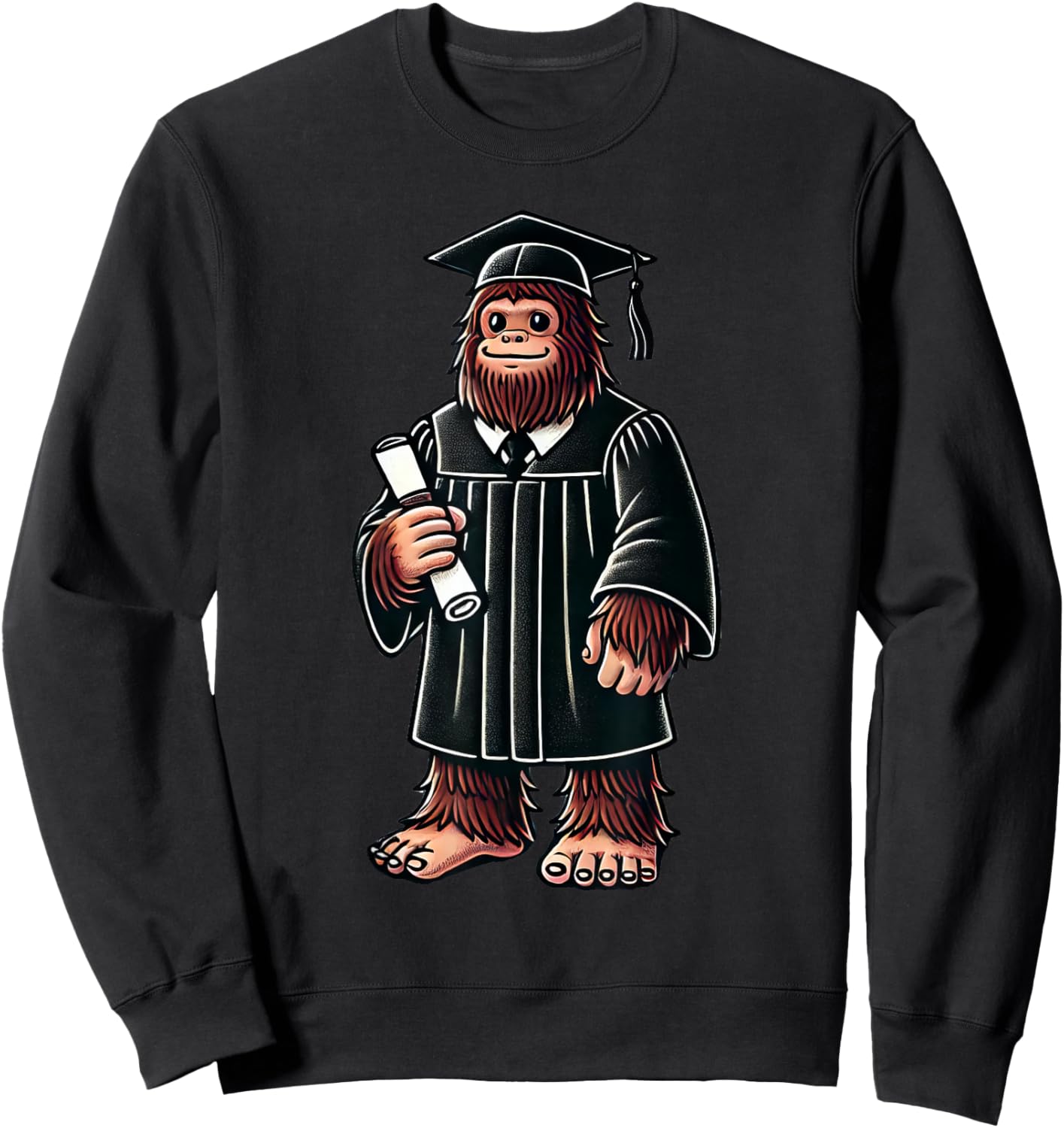 Cute Bigfoot Sasquatch Graduation Sweatshirt - Sweatshirt | Black