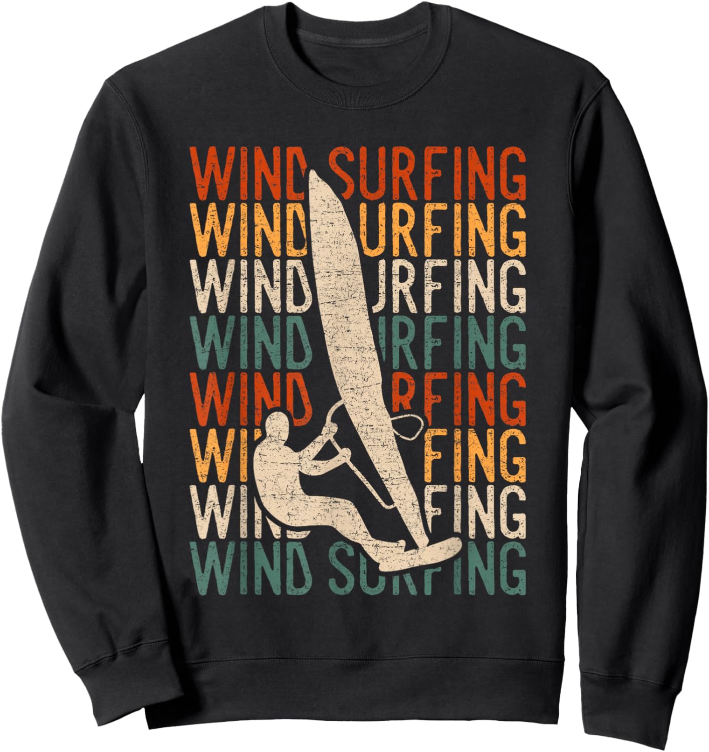 Wind Surfing Retro Vintage Surf Kitesurfing Windsurfing Sweatshirt - Sweatshirt | Black