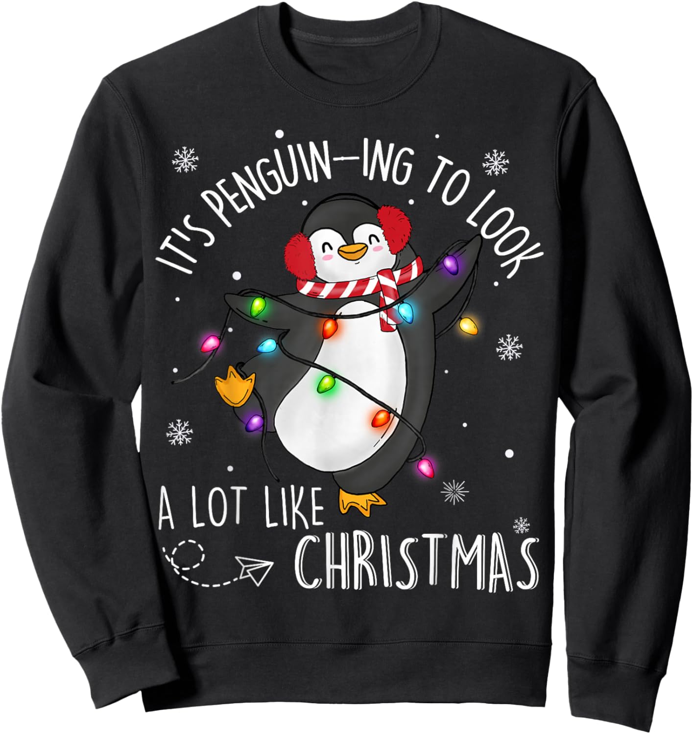 Its Penguining To Look A Lot Like Christmas Penguin Kids Pjs Sweatshirt - Sweatshirt | Black