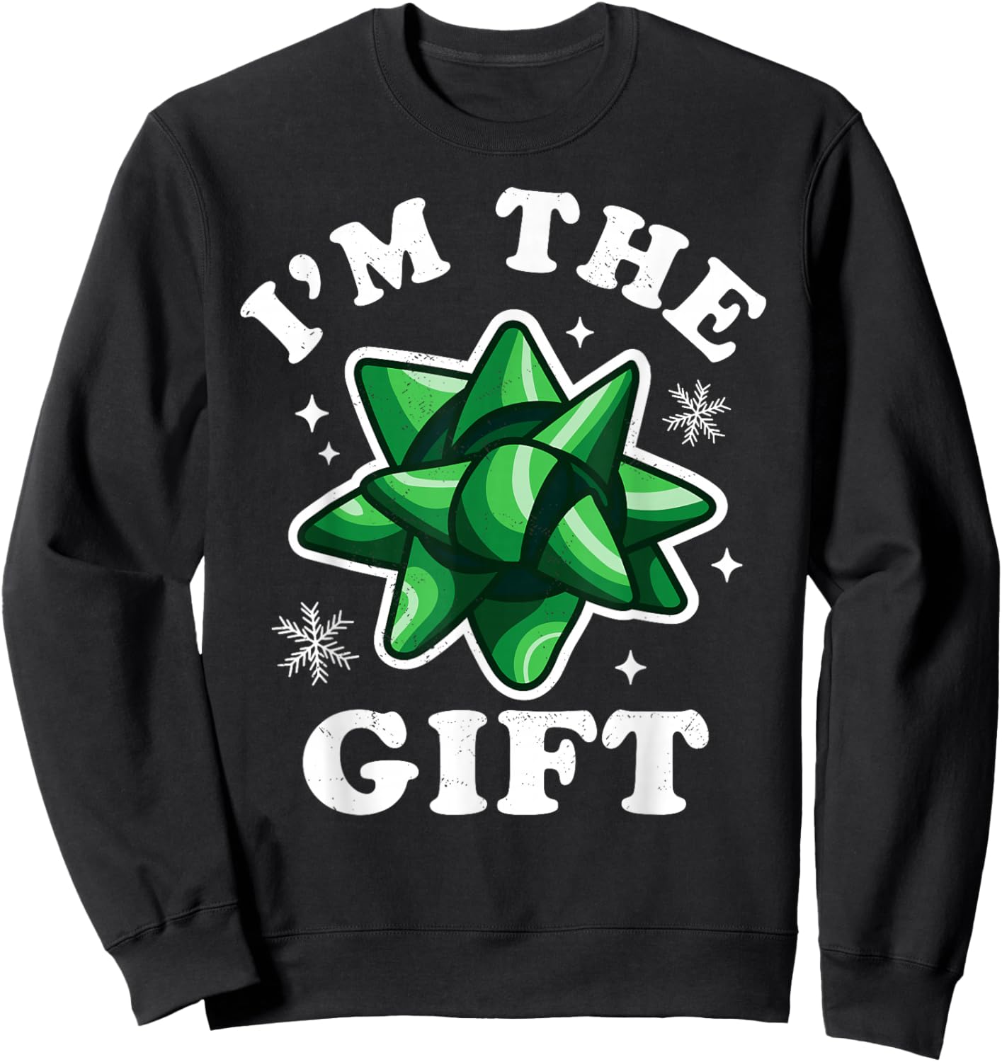 I'm the gift - Funny Ugly Christmas Sweater - Xmas Bow Sweatshirt - Sweatshirt | Black