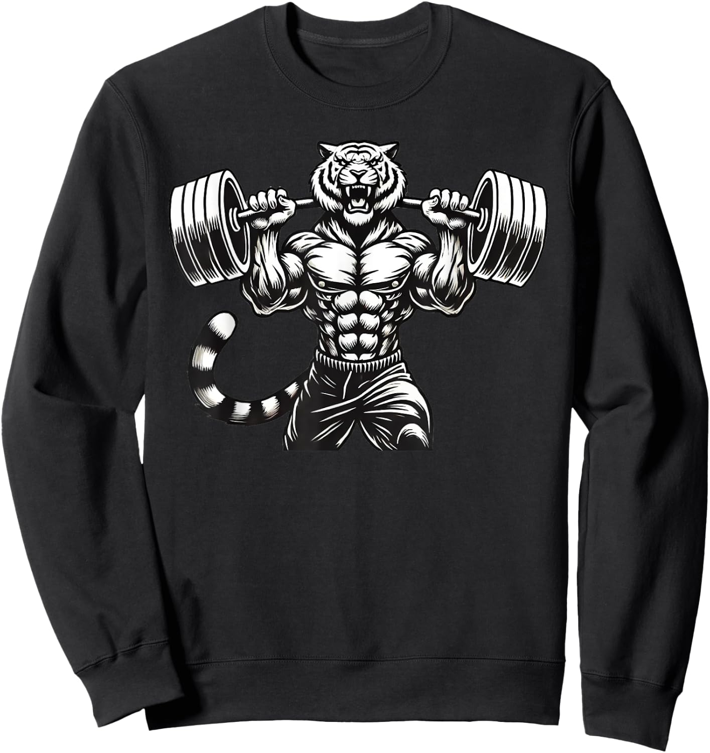 Tiger Powerlifting Weightlifting Gym Workout Sweatshirt - Sweatshirt | Black
