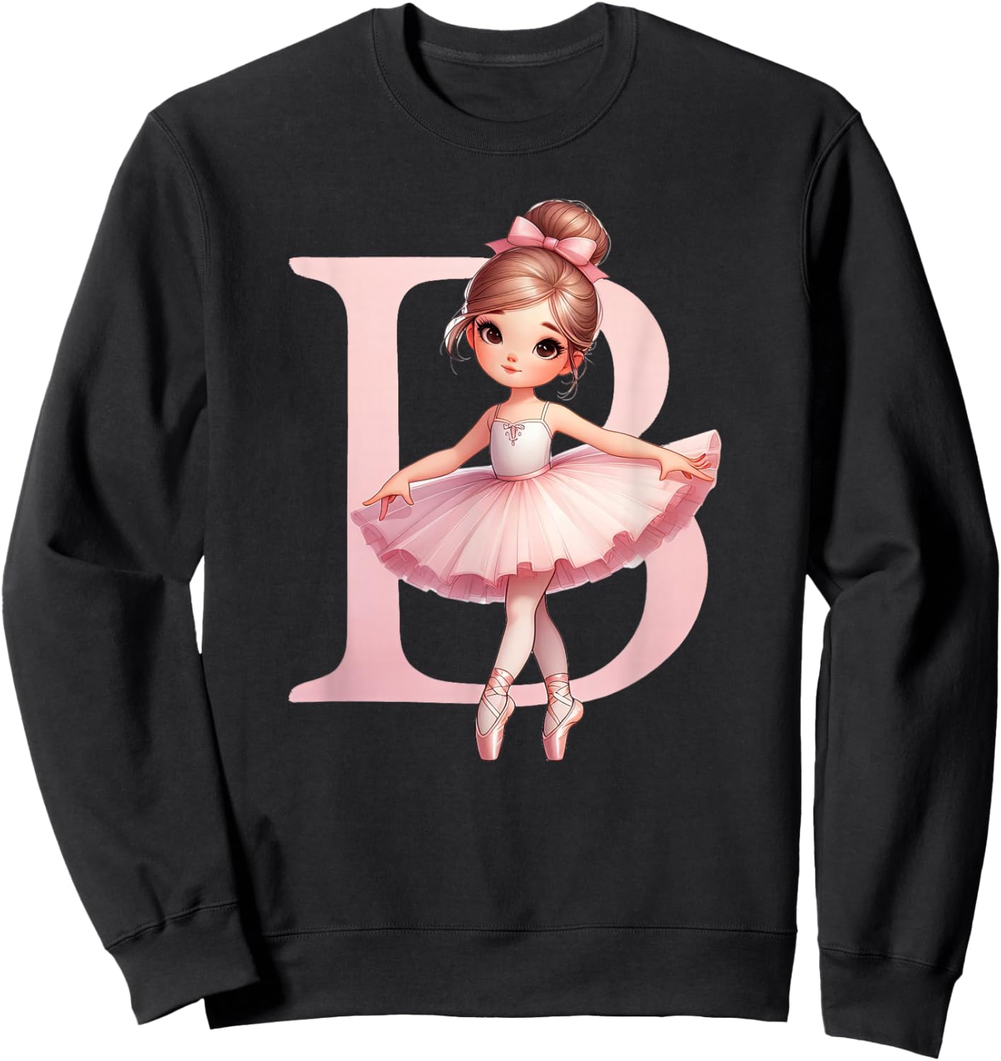 Ballerina Girl Dancing Name First Letter B Girly Tutu Ballet Sweatshirt - Sweatshirt | Black
