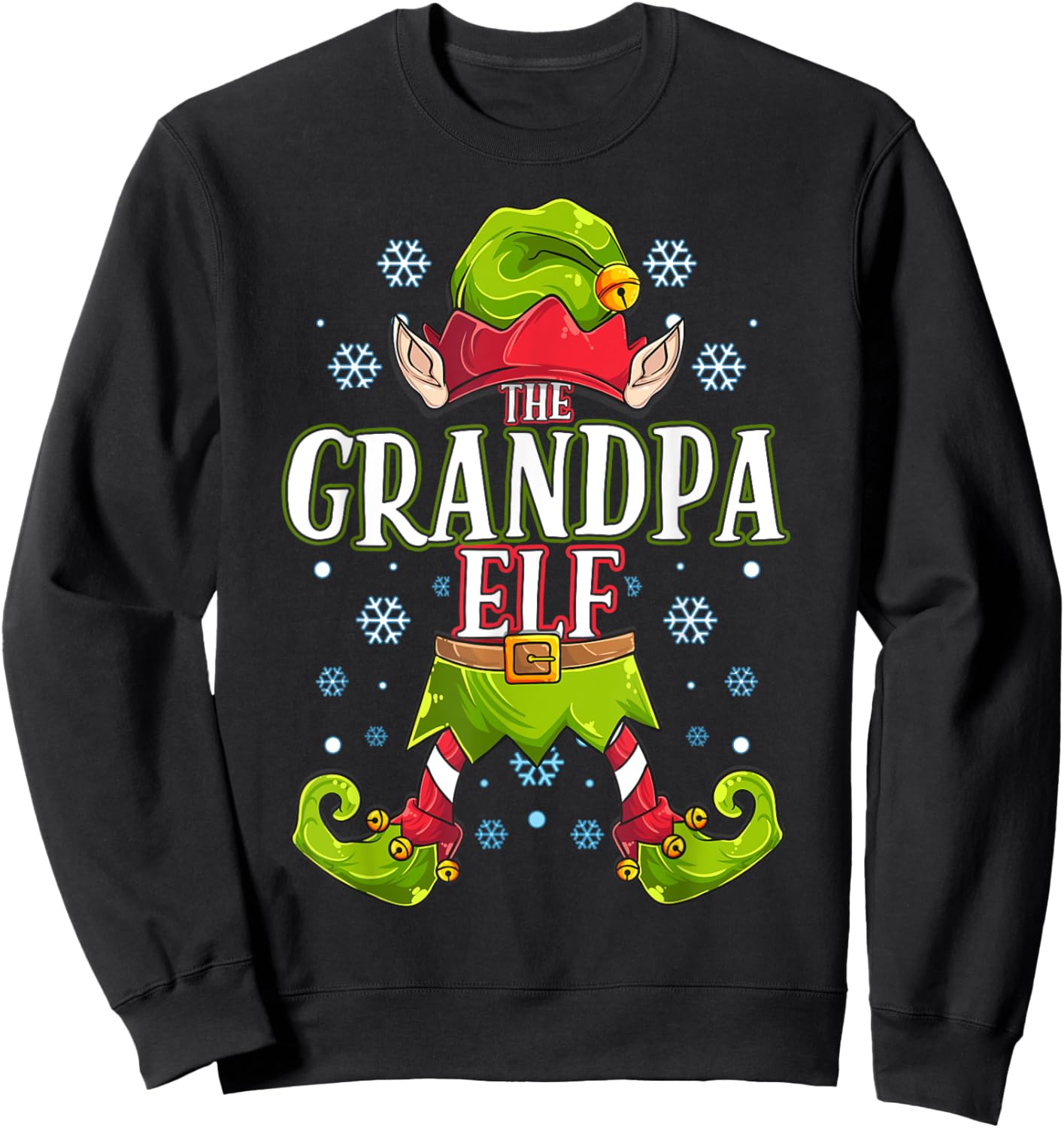 Grandpa Elf Matching Family Group Christmas Party Sweatshirt - Sweatshirt | Black