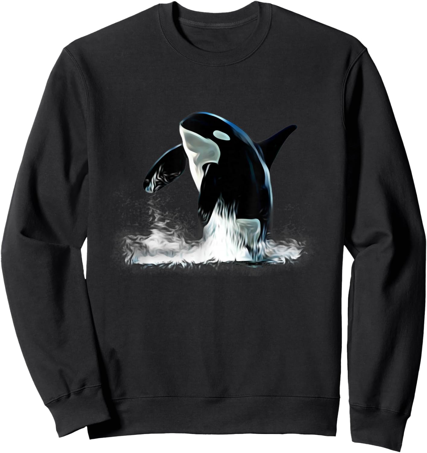 Orca Motif Whale Predator Animals Design Sweatshirt - Sweatshirt | Black