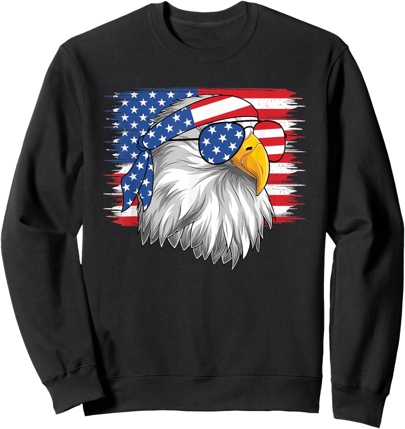 Funny 4th Of July American Flag Patriotic Eagle USA Men Boys Sweatshirt - Sweatshirt | Black