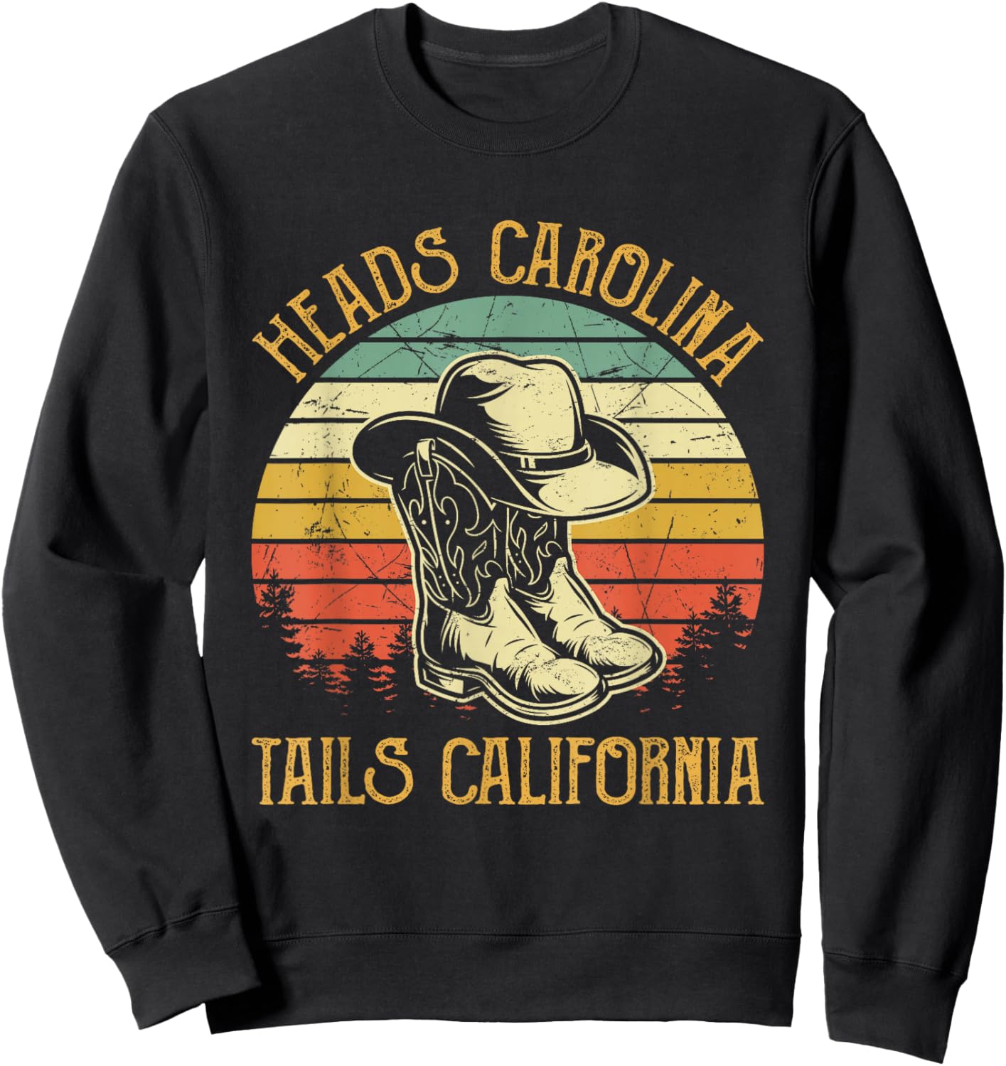 Heads Carolina Tail California Western Cowgirl Country Music Sweatshirt - Sweatshirt | Black