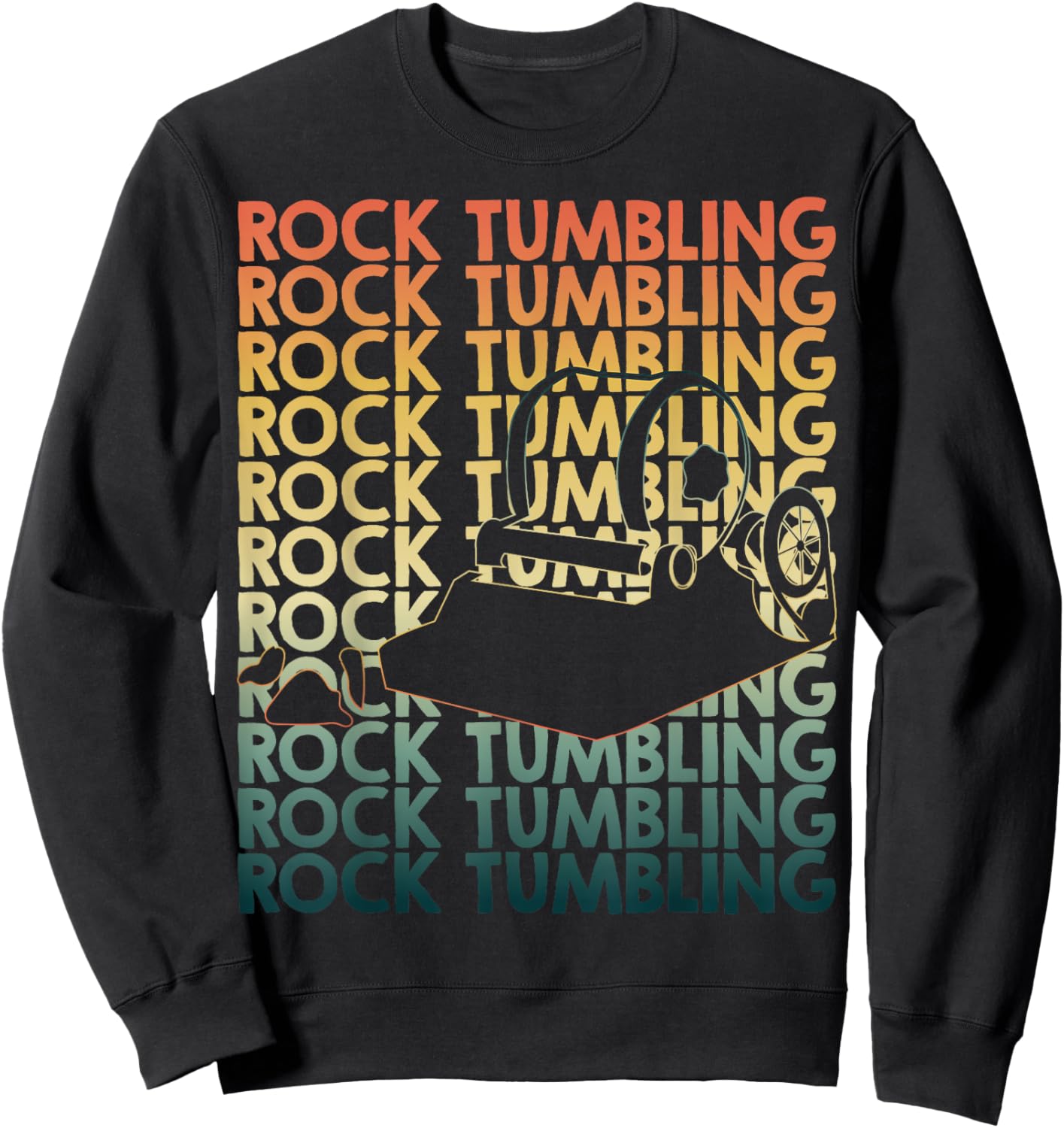 Retro Rock tumbling Repetitive Rock tumbler Sweatshirt - Sweatshirt | Black
