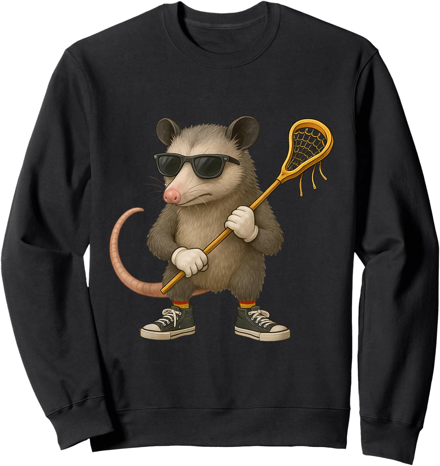Funny Lacrosse LAX Possum Kids Men Women Lacrosse Player Sweatshirt - Sweatshirt | Black