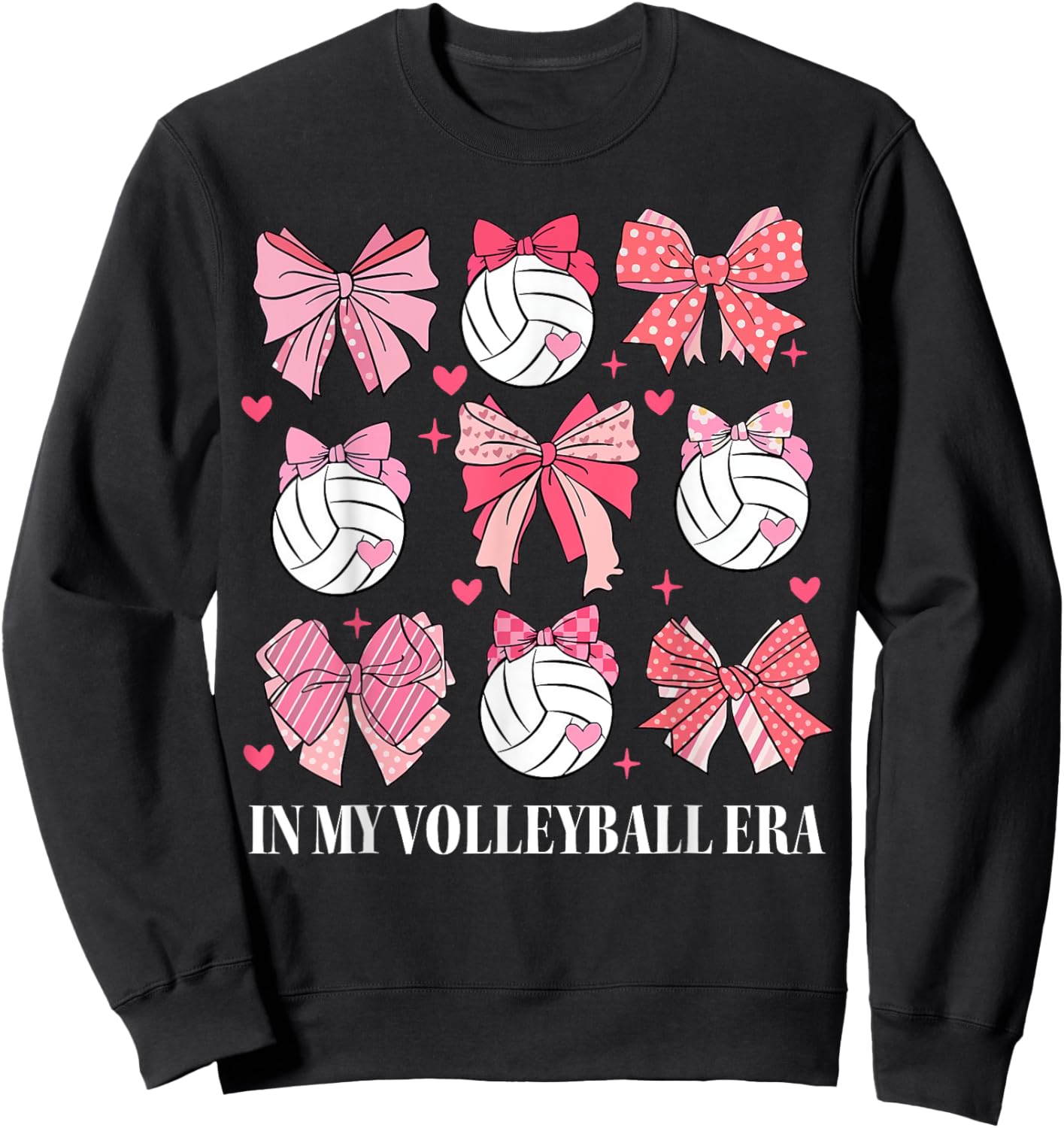 In My Volleyball Era Coquette Bow Volleyball Mom Women's Black Classic Fit Volleyball Sweatshirt - Sweatshirt | Black