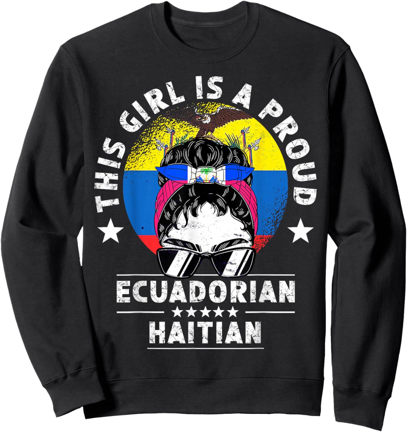Dominican Republic Flag Venezuela Grown Women Girl Pride Sweatshirt - Sweatshirt | Black