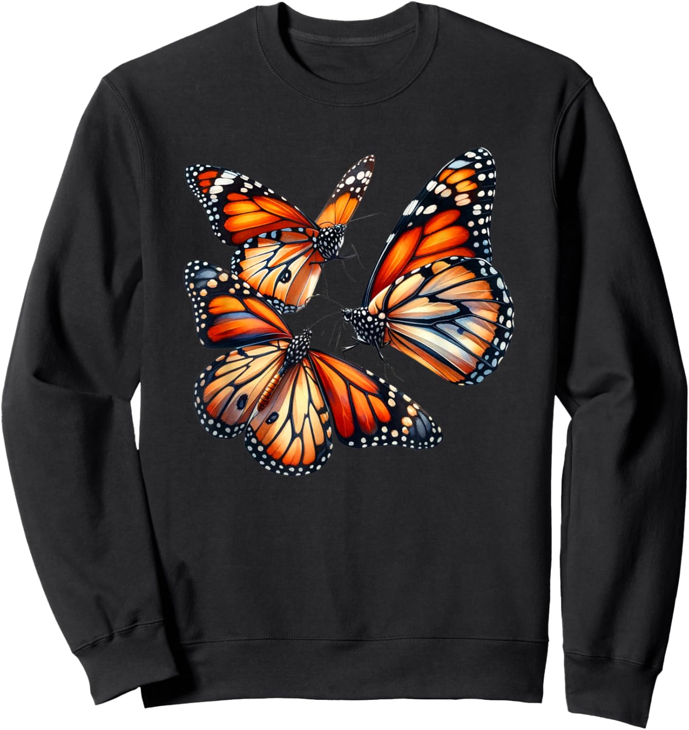 Monarch Butterflies Butterfly Lover Watercolor Lepidopterist Sweatshirt - Sweatshirt | Black