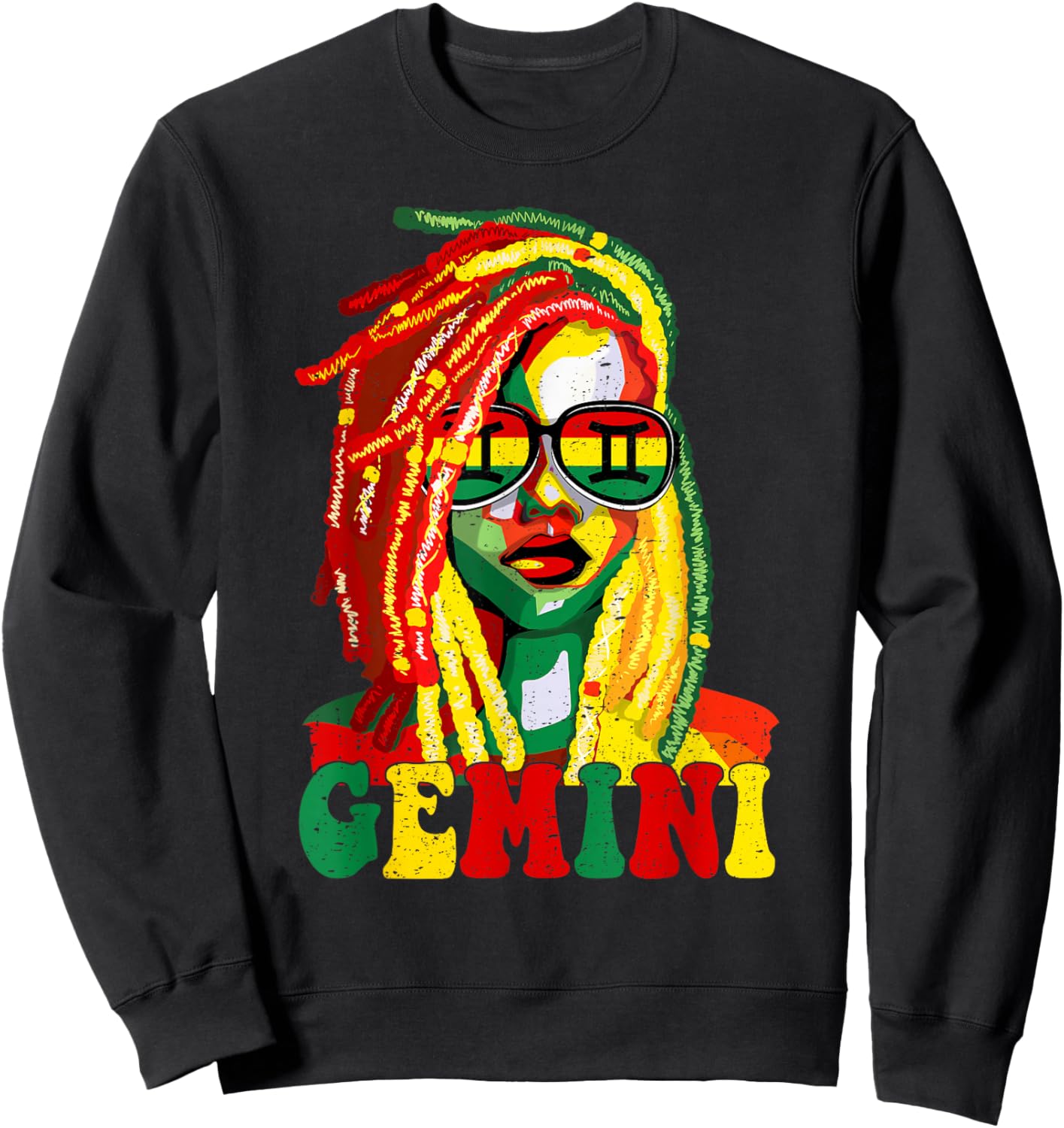 Gemini Queen Black Women Loc'd Girl Zodiac Sign Birthday Sweatshirt - Sweatshirt | Black