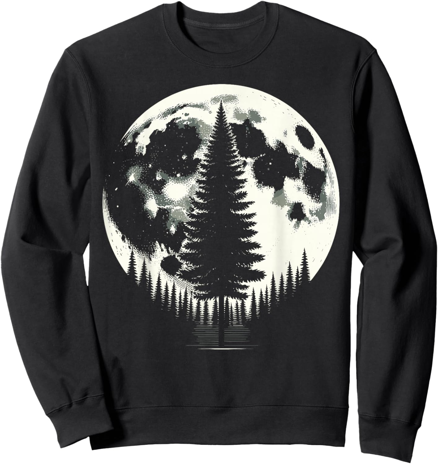 Retro Moon Nature Forest Trees Outdoor Sweatshirt - Sweatshirt | Black