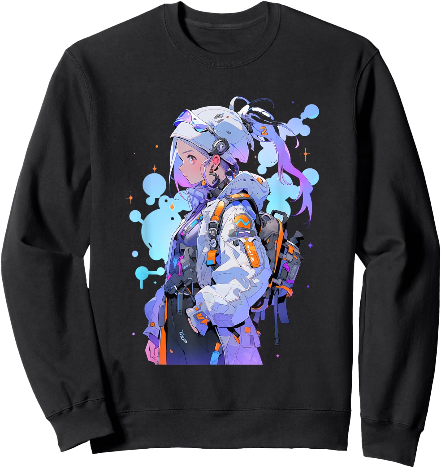 Anime Girl Anime Otaku Japanese Aesthetic | Cyberpunk Sweatshirt - Sweatshirt | Black