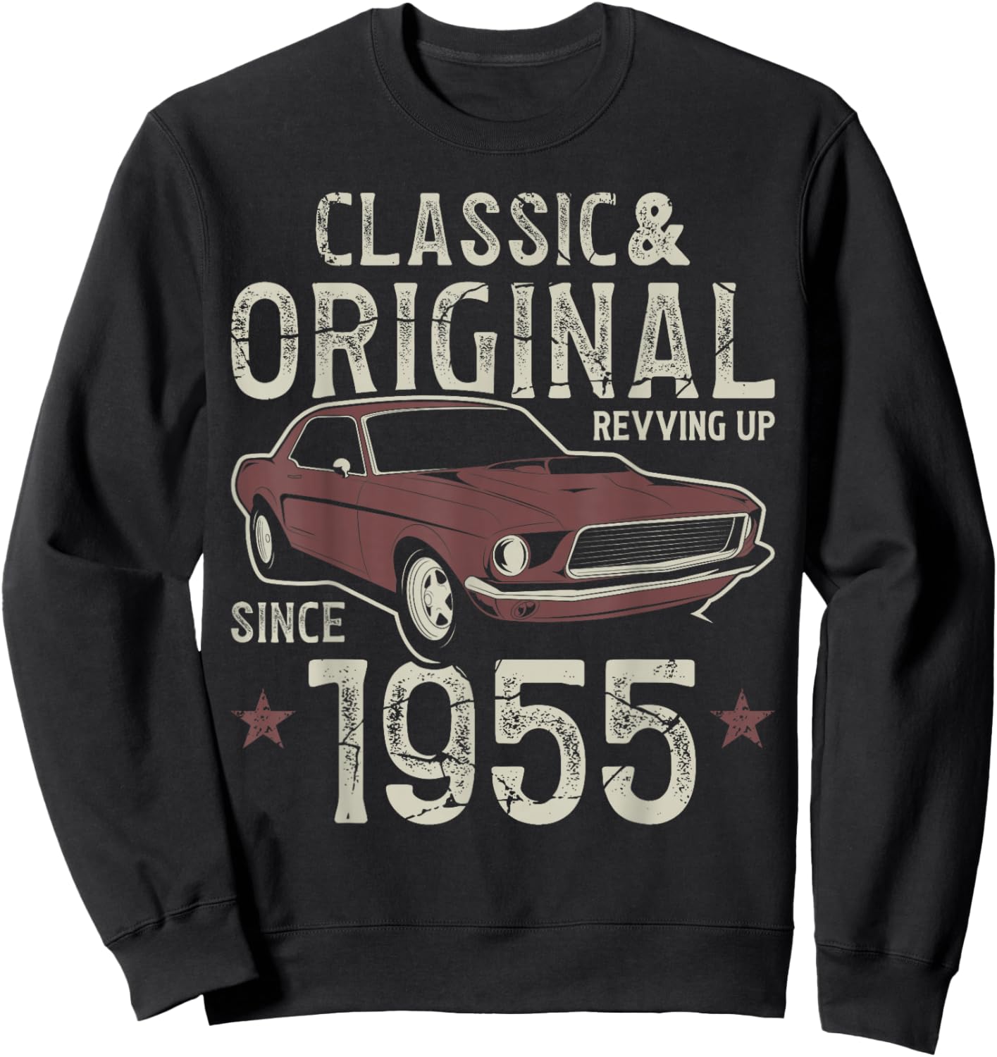 70th Birthday Born 1955 Classic Car Sweatshirt - Sweatshirt | Black