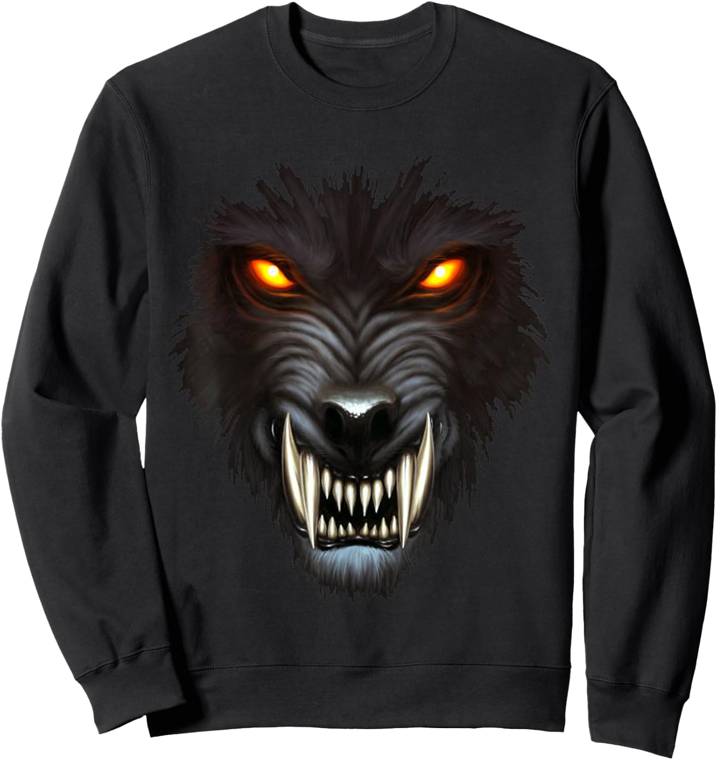 Werewolf Face Full Moon Scary Wolf Spooky Halloween Monster Sweatshirt - Sweatshirt | Black