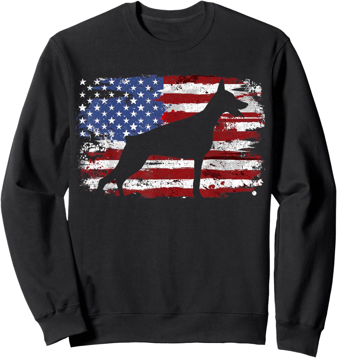 Vintage Doberman Flag Sweatshirt - Sweatshirt | Black