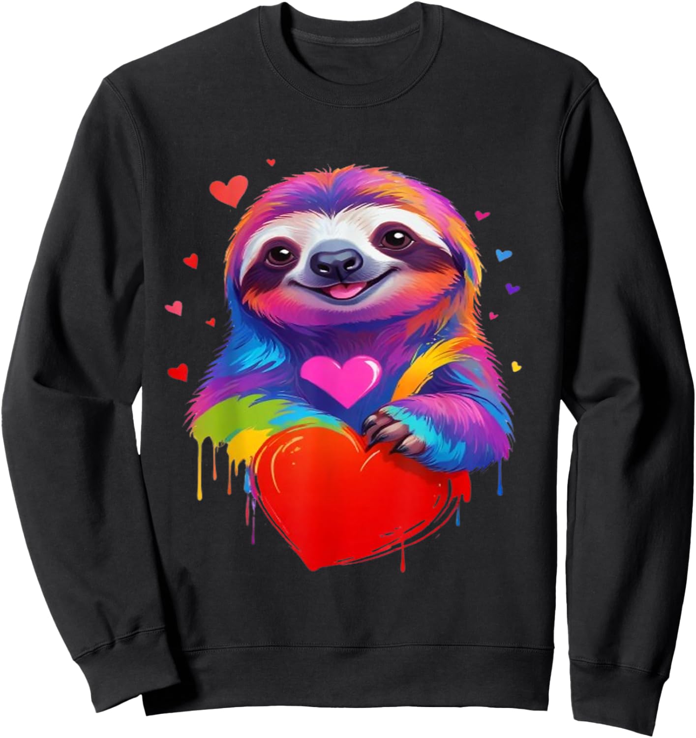 Colorful Sloth - Rainbow Sloth Heart Animal Lover Sweatshirt - Sweatshirt | Black