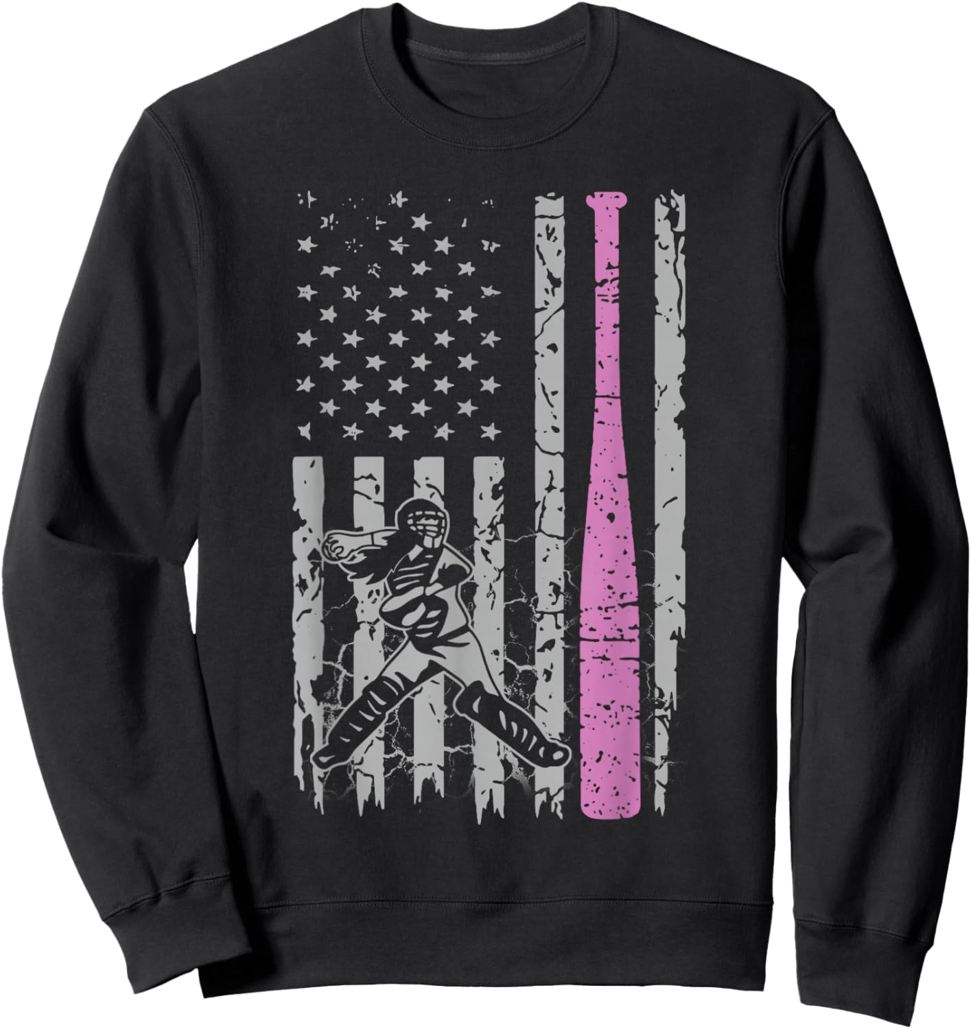 Pink Girls Softball - American Softball For Youth Girls Sweatshirt - Sweatshirt | Black
