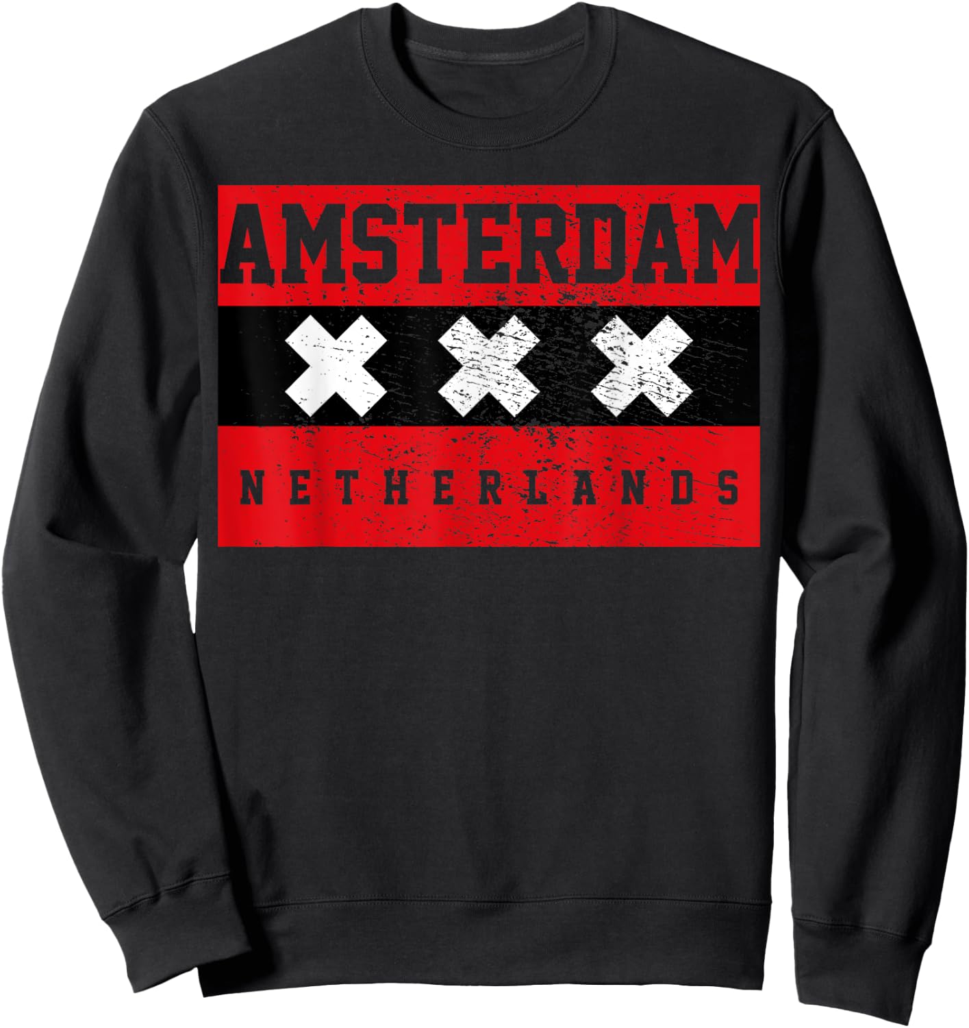 Designs and Gifts Amsterdam - Men's Adults Black Cotton 65% Polyester 35% Classic Fit Short Sleeve - Small Sweatshirt - Sweatshirt | Black