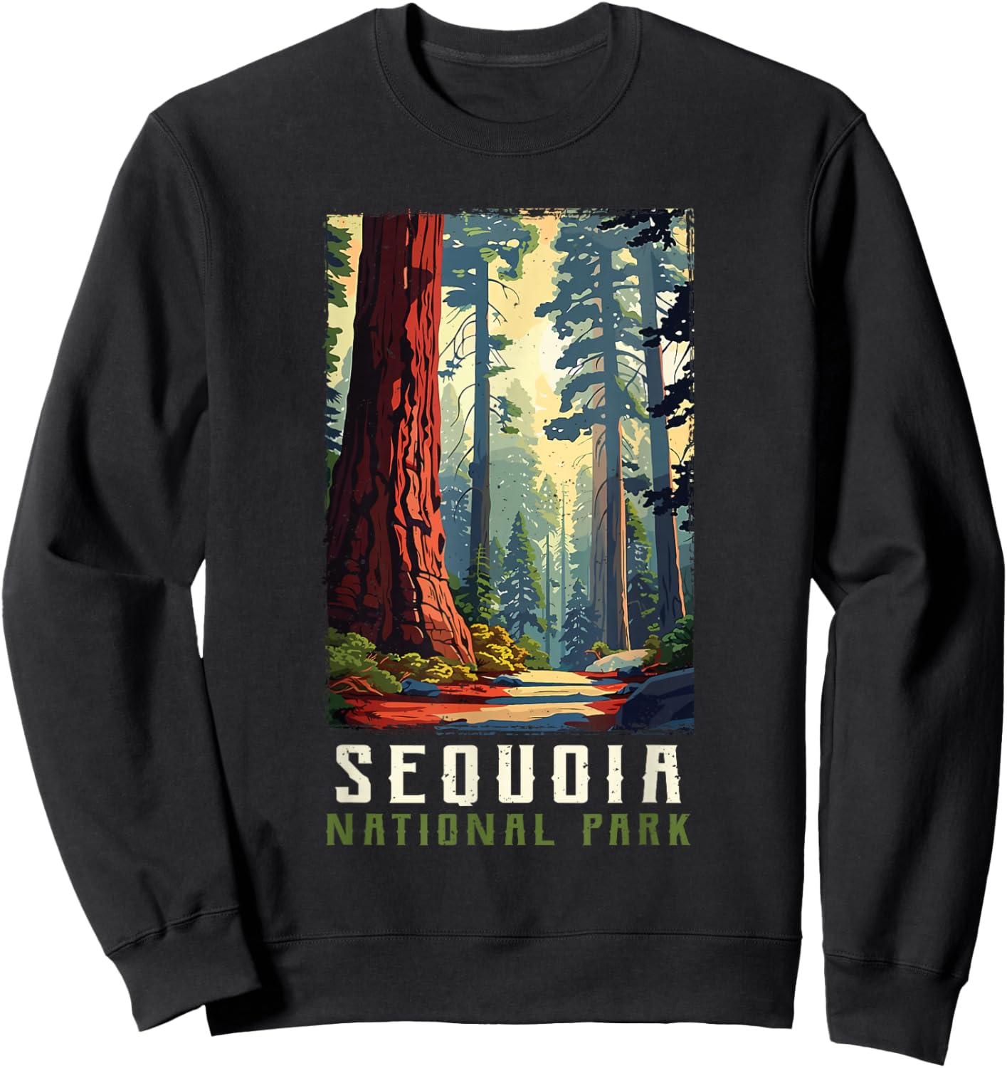 Retro Vintage Sequoia National Park for kids Hiking Camping Sweatshirt - Sweatshirt | Black