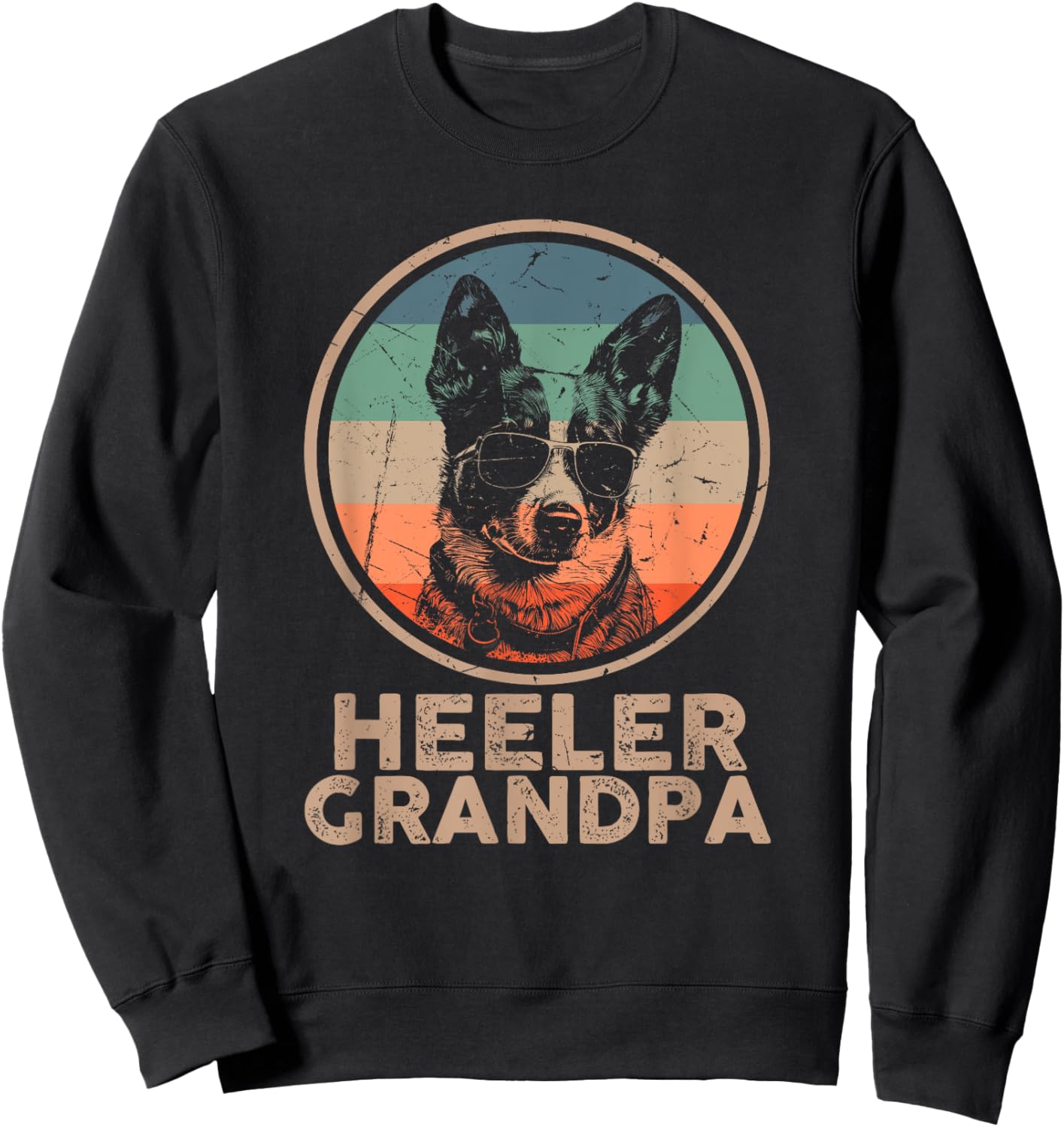 Vintage Heeler Dog Grandpa Grandpaw Dog Lover Gifts Men Dad Sweatshirt - Sweatshirt | Black