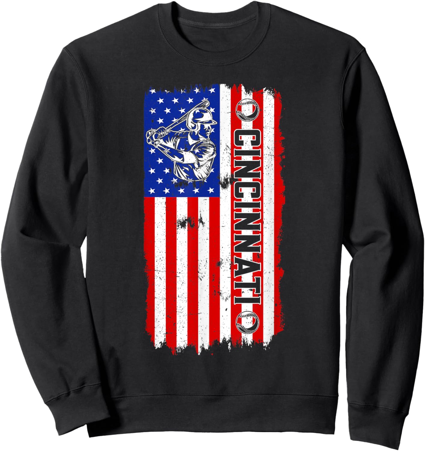 Vintage Style Cincinnati Baseball and Men Sweatshirt - Sweatshirt | Black