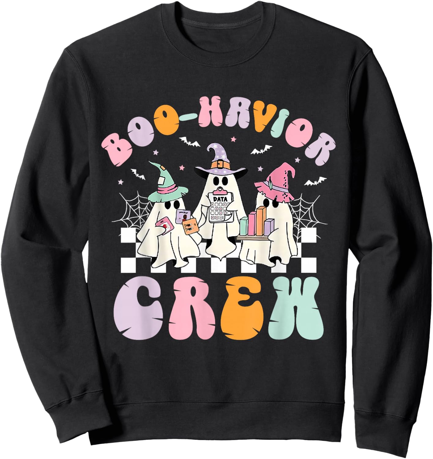 Retro Boo-Havior Crew Behavior Analyst Halloween RBT Sweatshirt - Sweatshirt | Black
