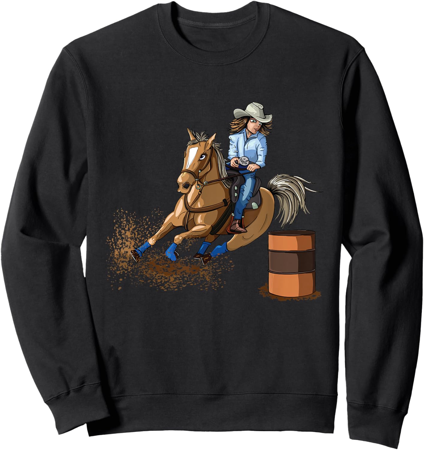Barrel Racing Horse Country Western Riding Girl Kid Sweatshirt - Sweatshirt | Black