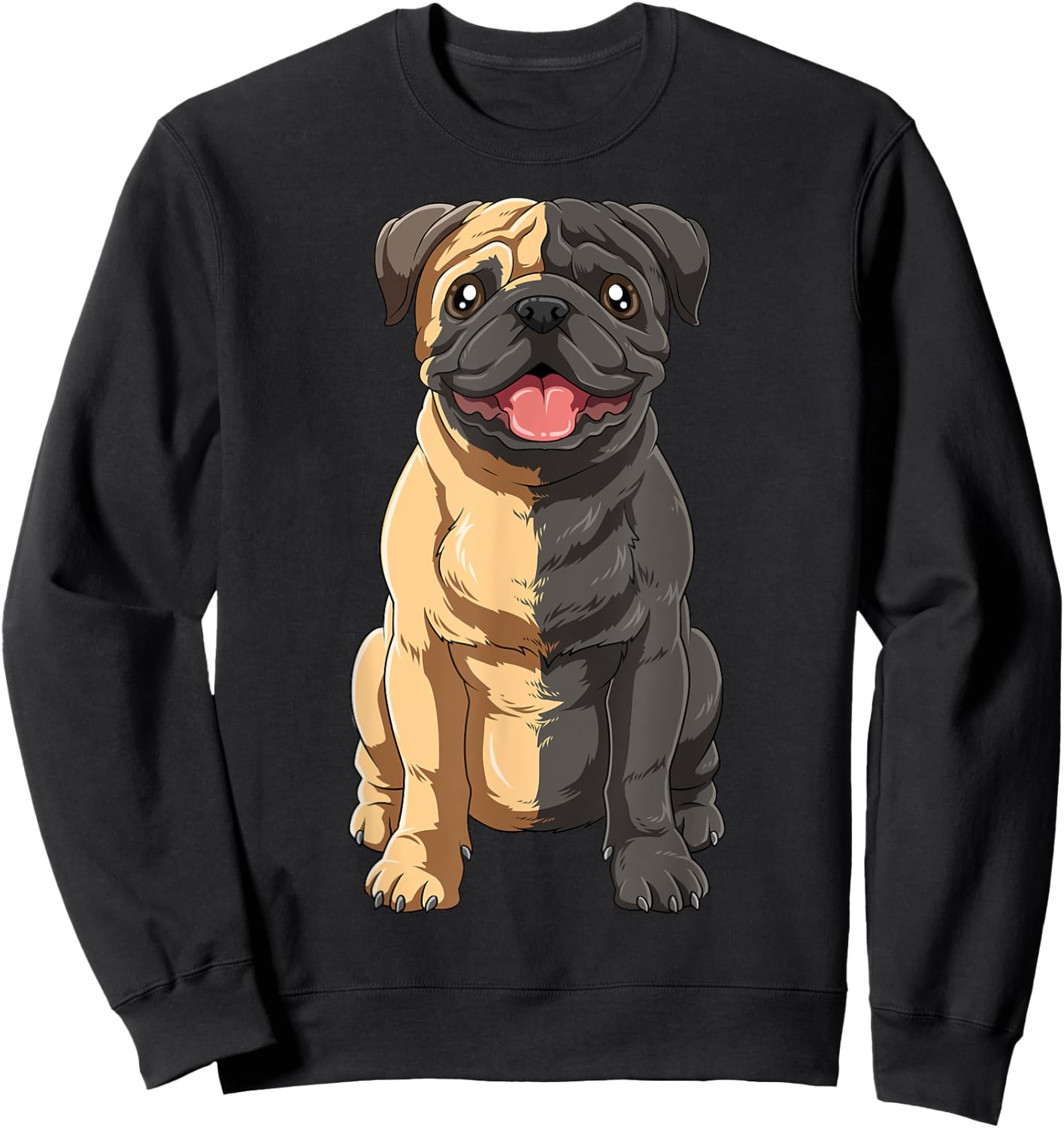 Half Black Pug Half Fawn Pug Black And White Pug Lovers Sweatshirt - Sweatshirt | Black