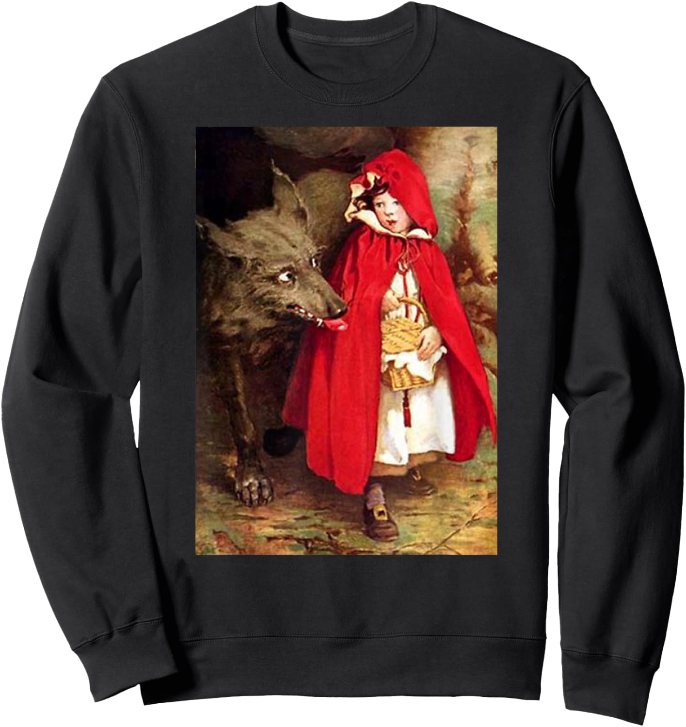 Vintage Fairytales Bad Wolf and Little Red Riding Hood Sweatshirt - Sweatshirt | Black