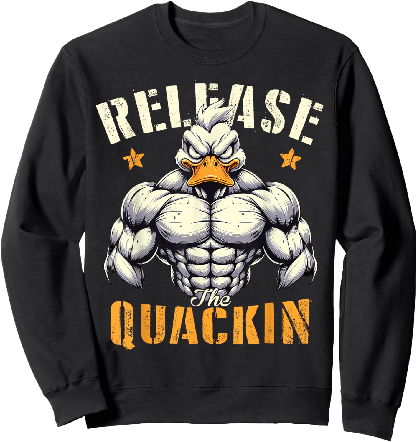 Release The Quackin Muscle Duck Funny Workout Gym Sayings Sweatshirt - Sweatshirt | Black