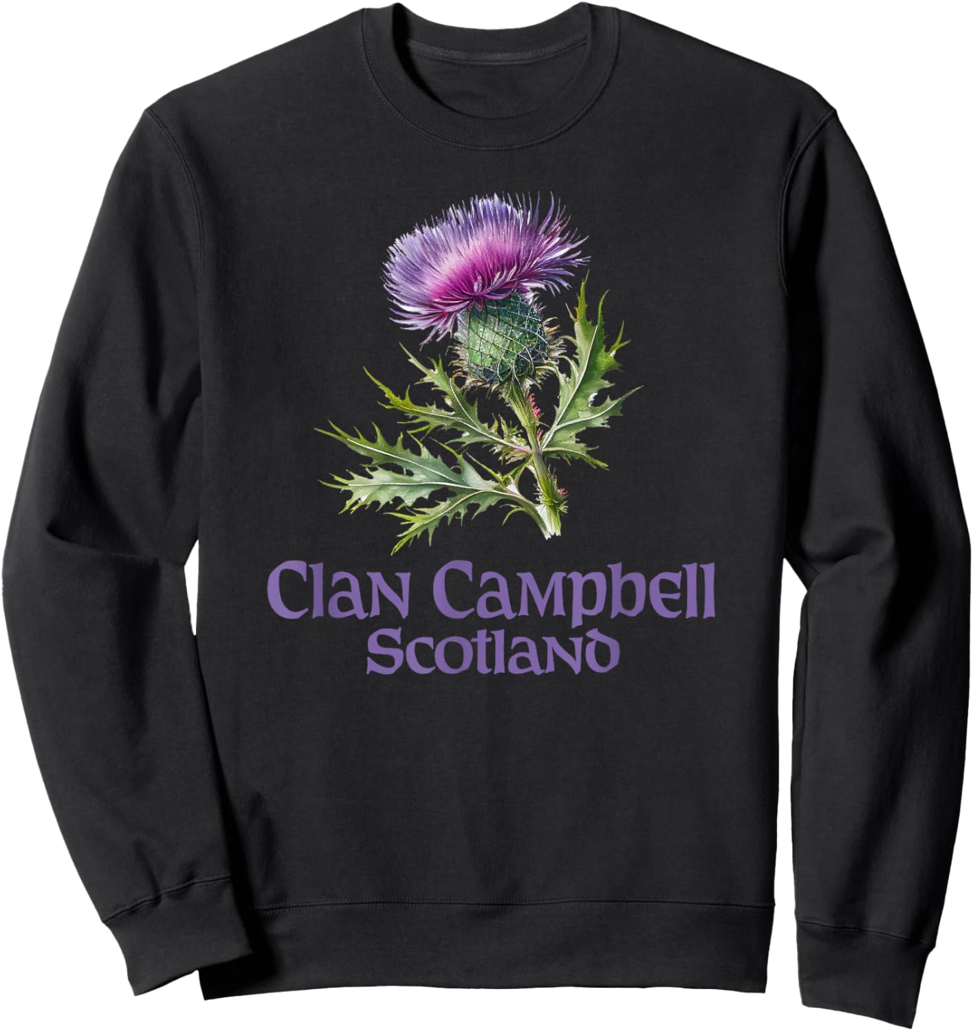 Utopia Sport Clan Campbell Shop Clan Campbell Scotland Watercolor Thistle Sweatshirt - Sweatshirt | Black