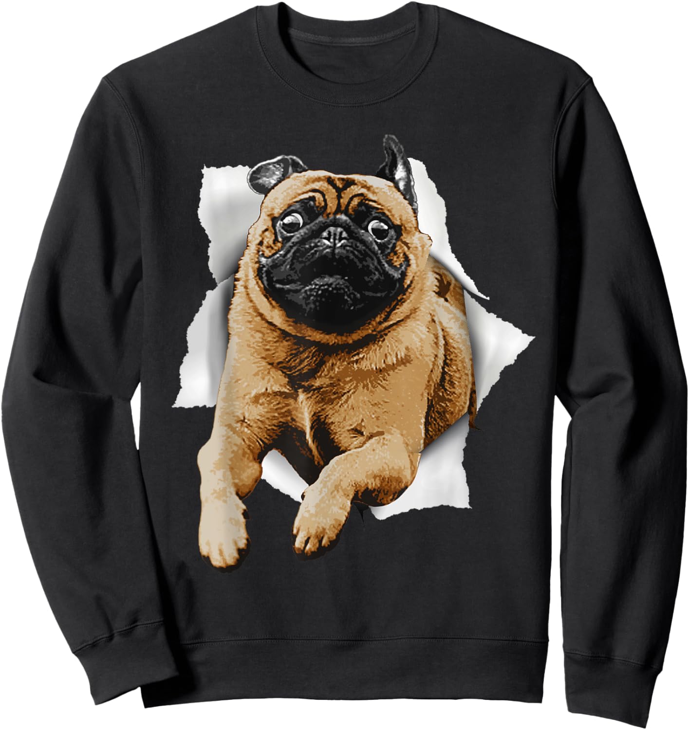 Cute Pug Design Women Kids Pet Dog Breed Pug Lovers Sweatshirt - Sweatshirt | Black