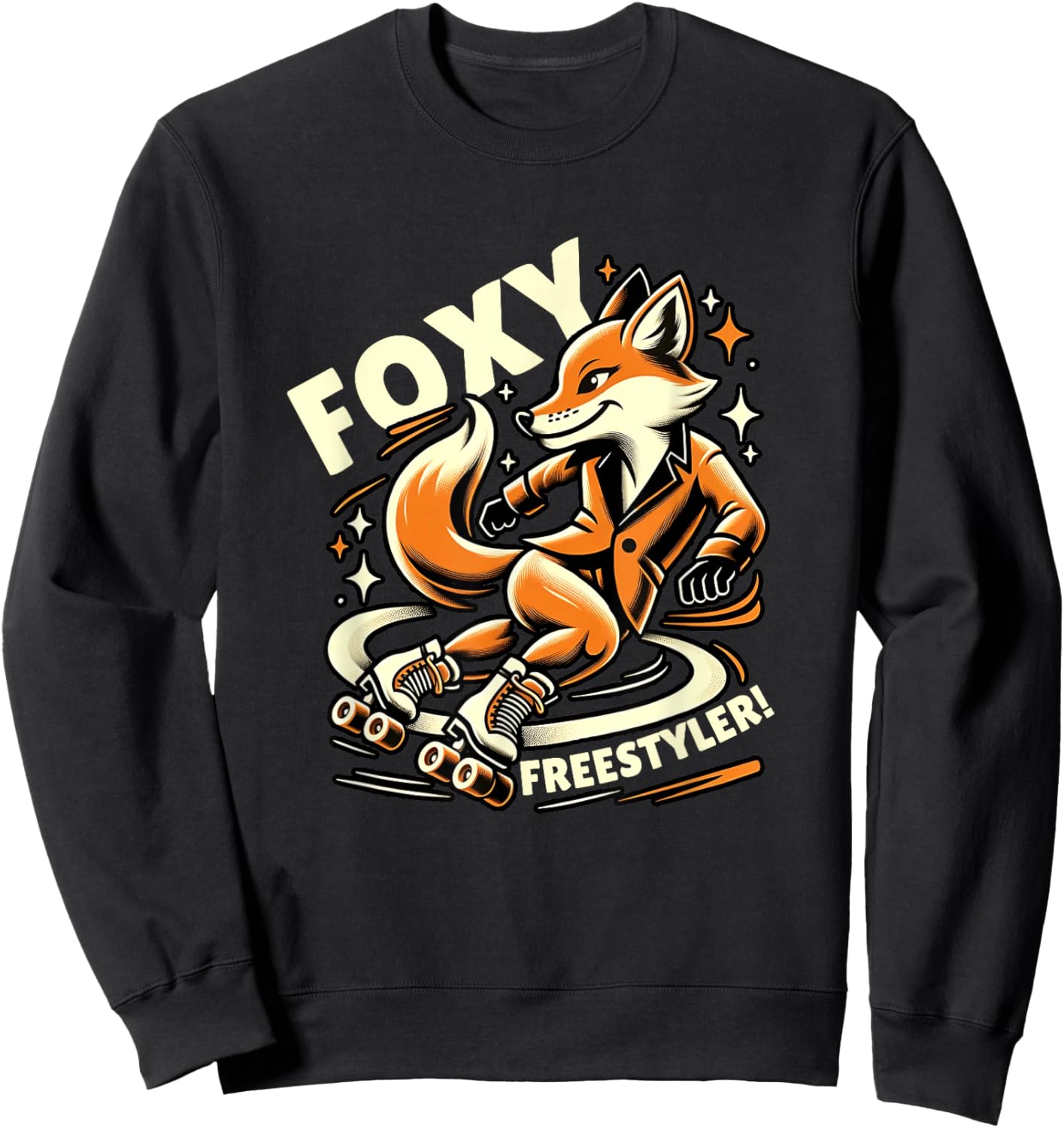 Foxy Freestyler Roller Skating Fox Retro Rollerblading Sweatshirt - Sweatshirt | Black