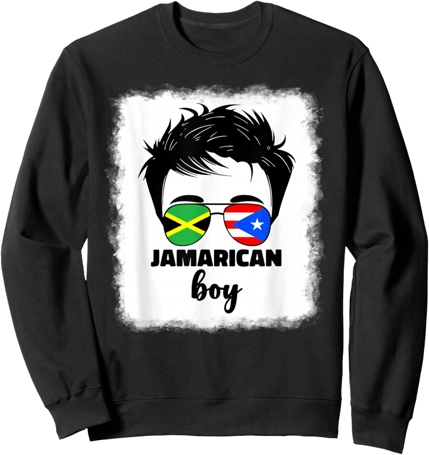 Half Jamaican And Puerto Rican Rico Jamaica Flag Kids Boys Sweatshirt - Sweatshirt | Black