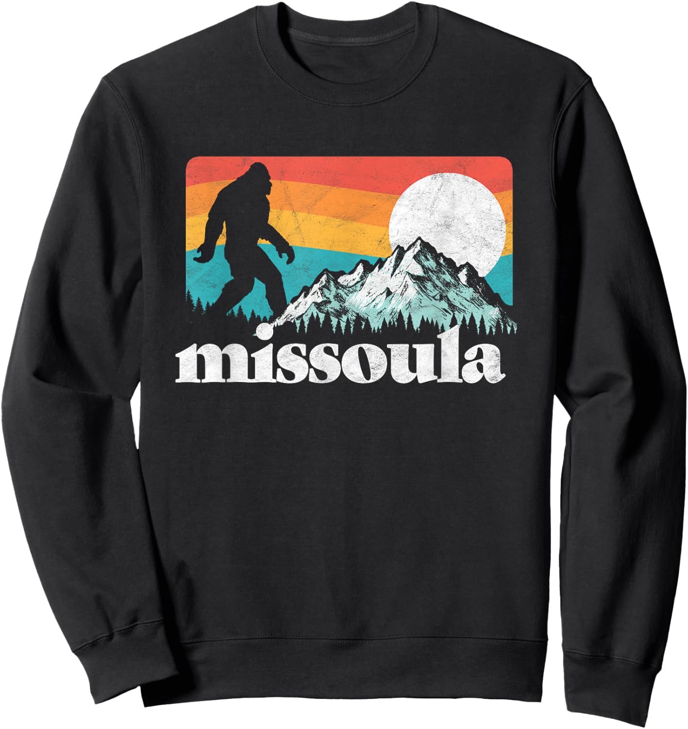 Missoula Montana Retro Bigfoot Mountains Sweatshirt - Sweatshirt | Black