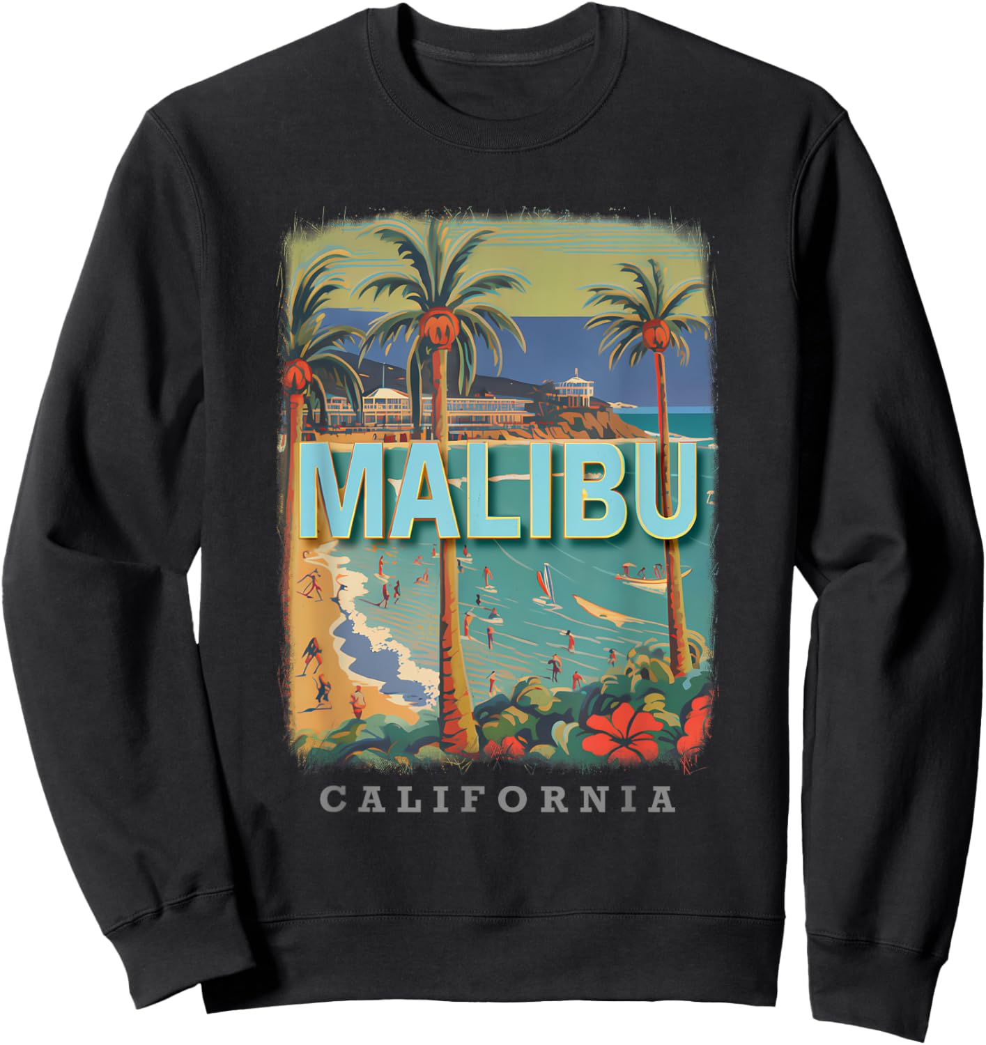 Malibu California CA Surfer's Paradise SD564 Sweatshirt - Sweatshirt | Black